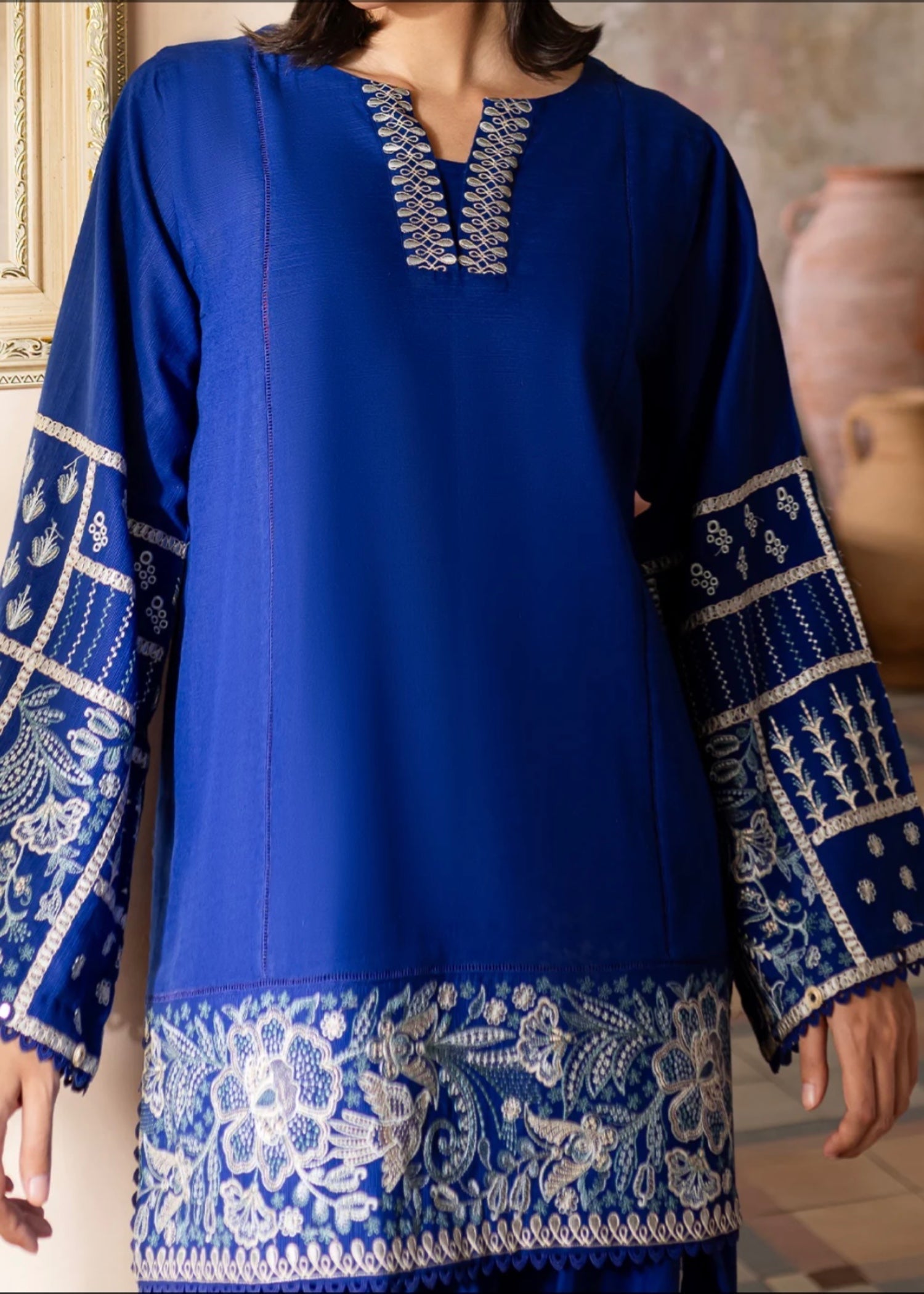 The Turkish Wear Royal Blue Farshi Shalwar Suit Women 2pcs