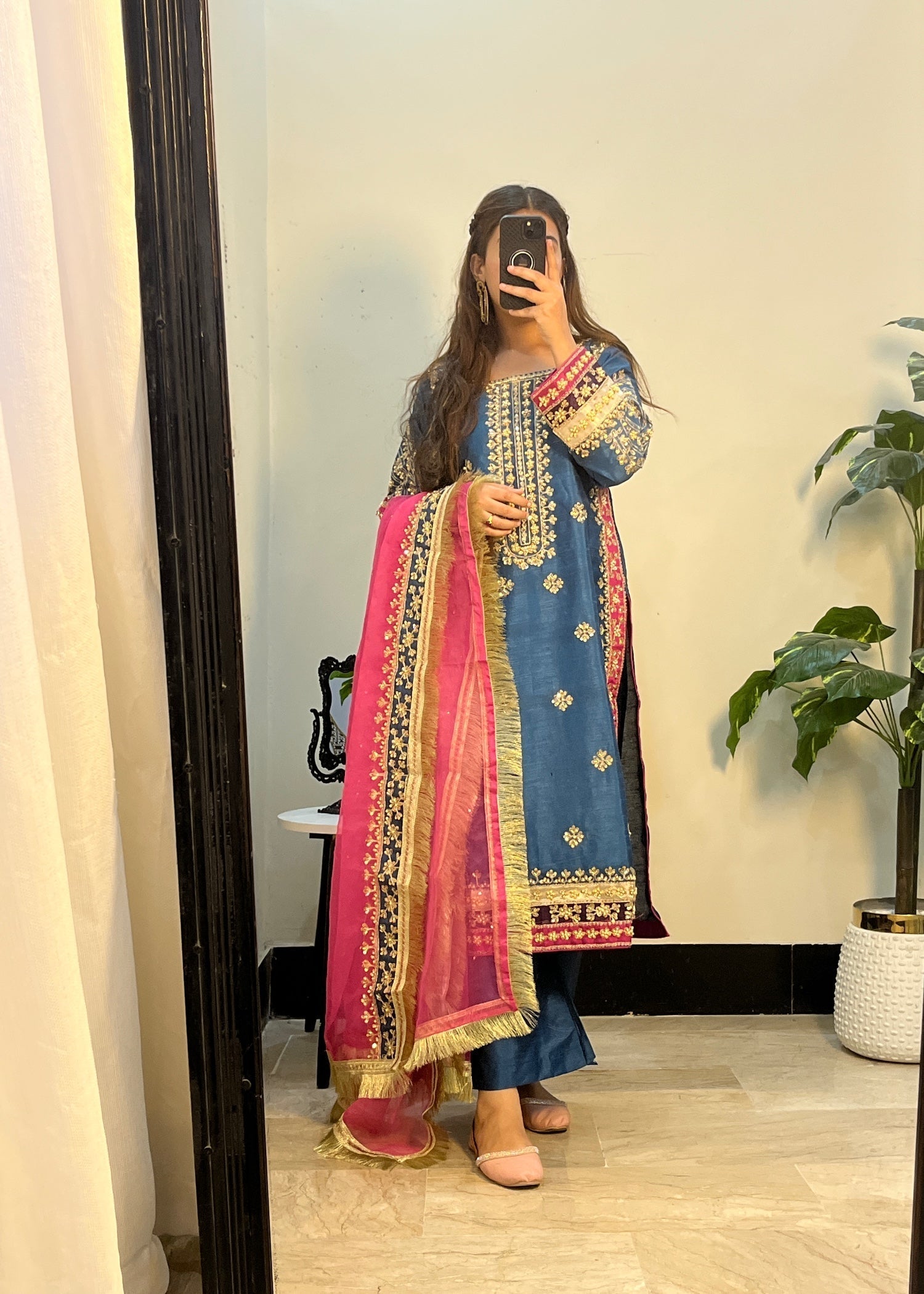 Suits By Sadia Raw silk teal zinc Women 3pcs