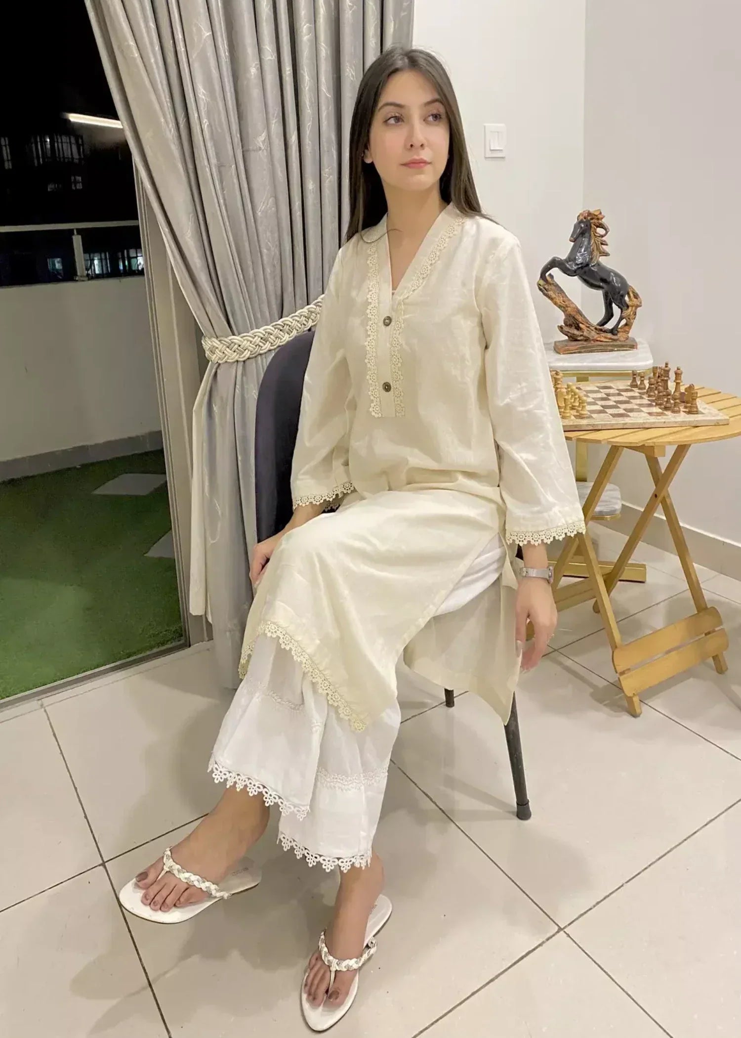 Urban Cut Trendy Cotton Embellished Kurta Stitched Women 1pcs