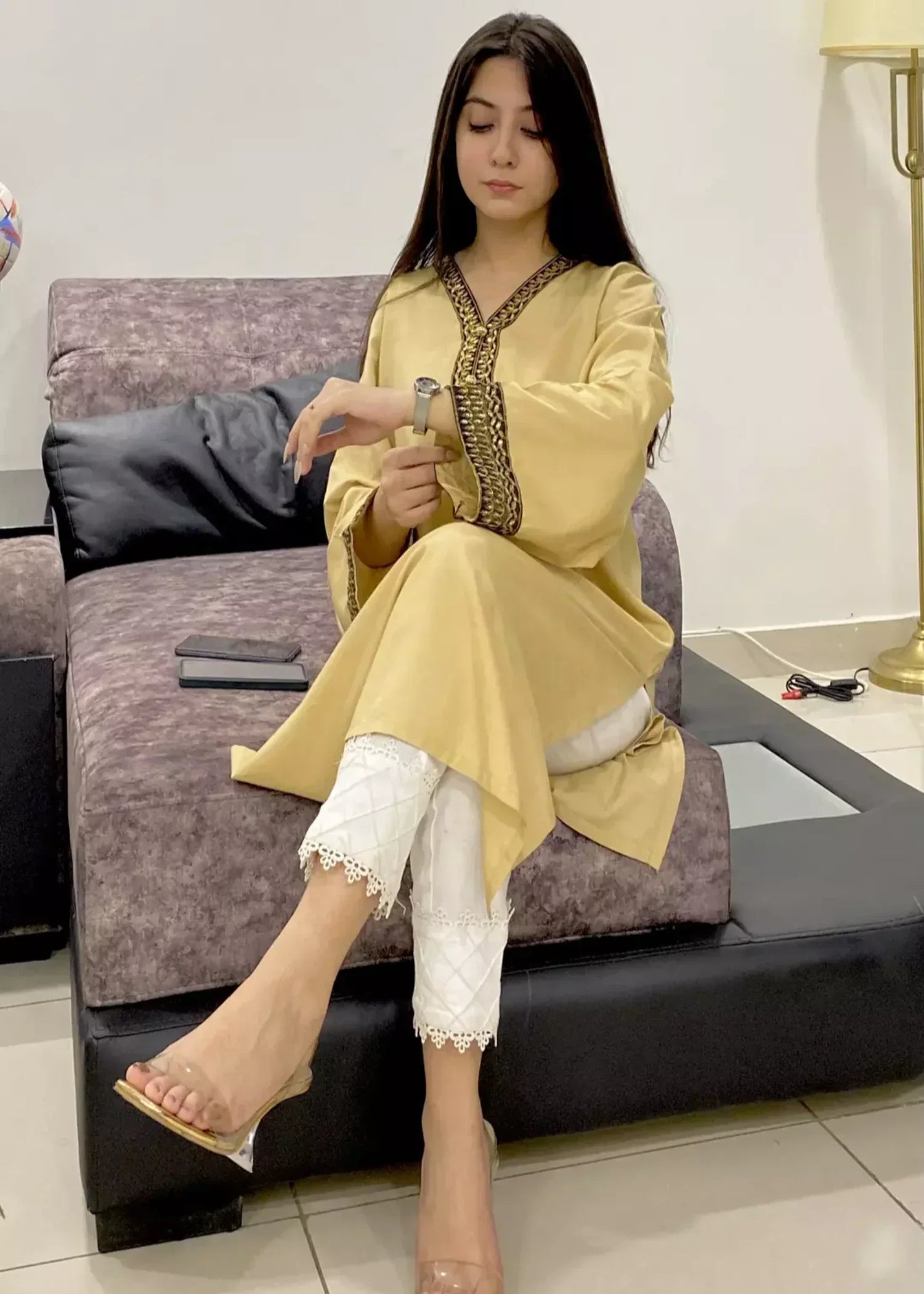 Urban Cut Sleek & Unique Design Cotton Embroidered Kurta Women 1pcs