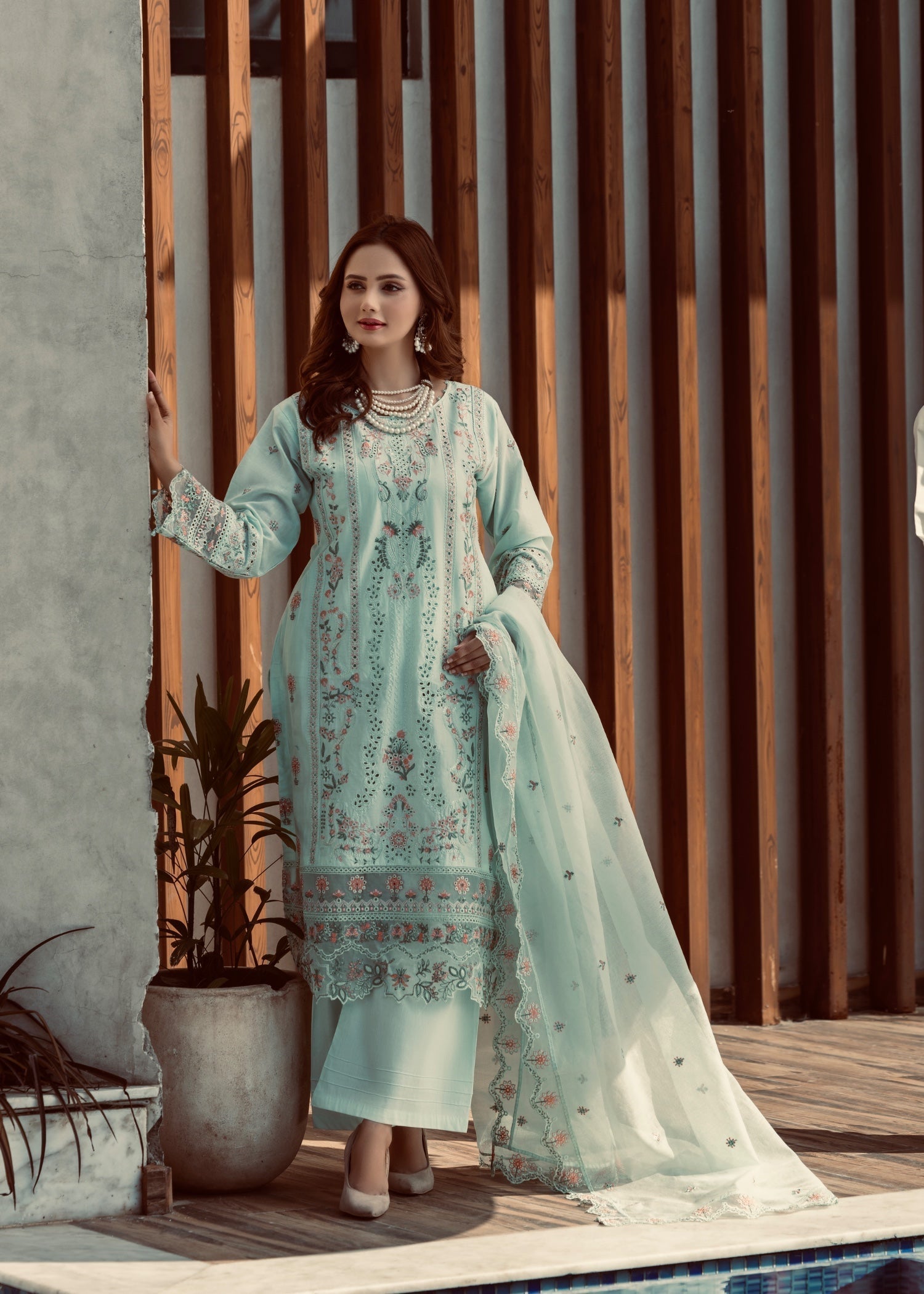 Suits By Sadia PISTACHIO CHIKANKARI LAWN Women 3pcs