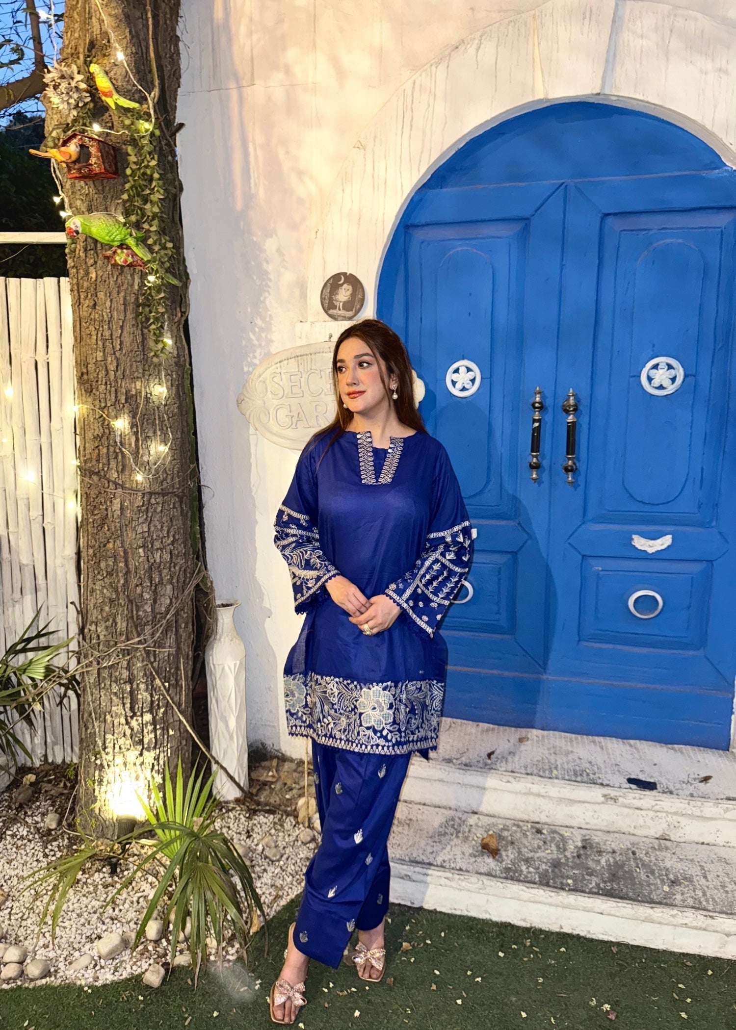 The Turkish Wear Royal Blue Farshi Shalwar Suit Women 2pcs