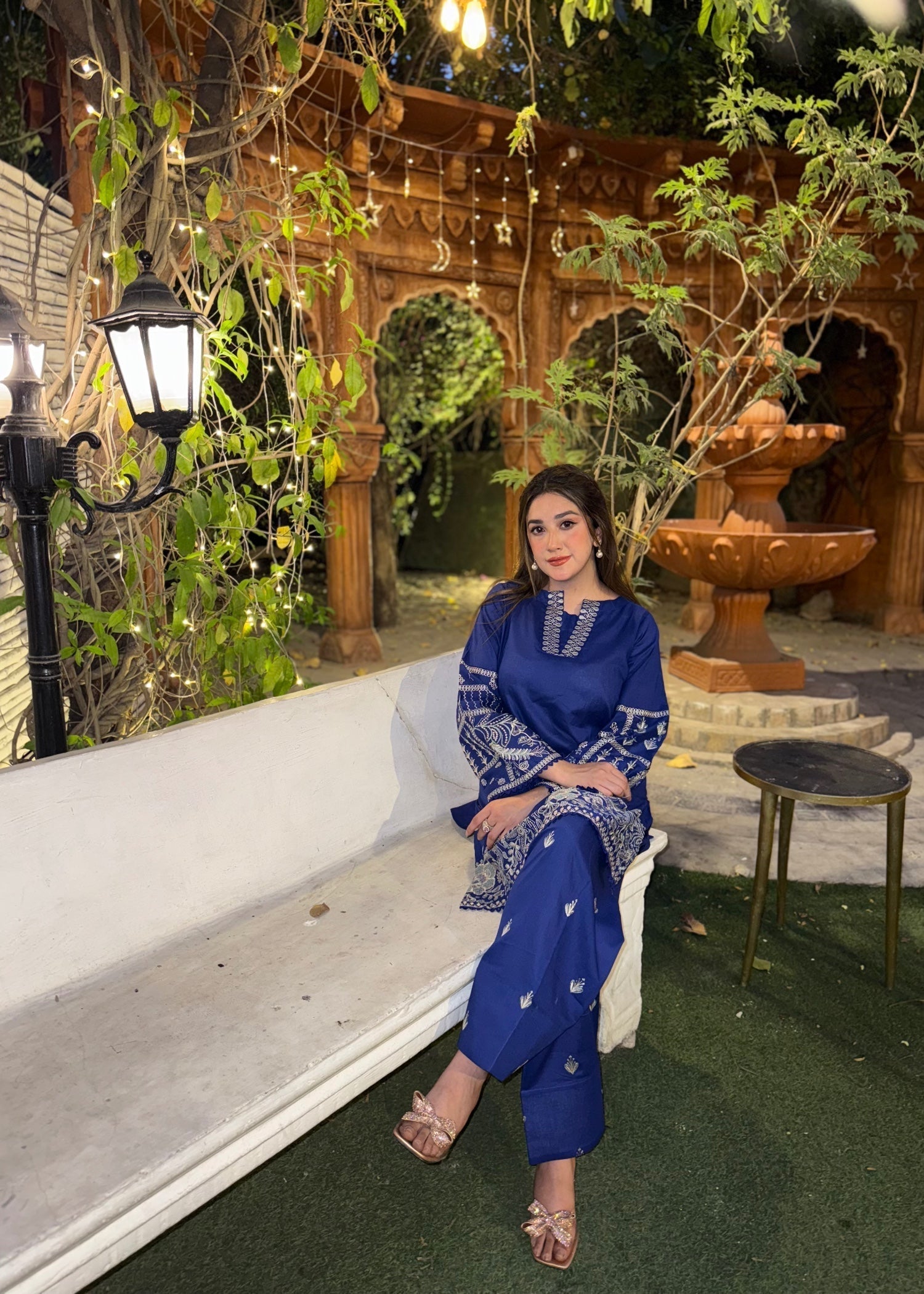 The Turkish Wear Royal Blue Farshi Shalwar Suit Women 2pcs