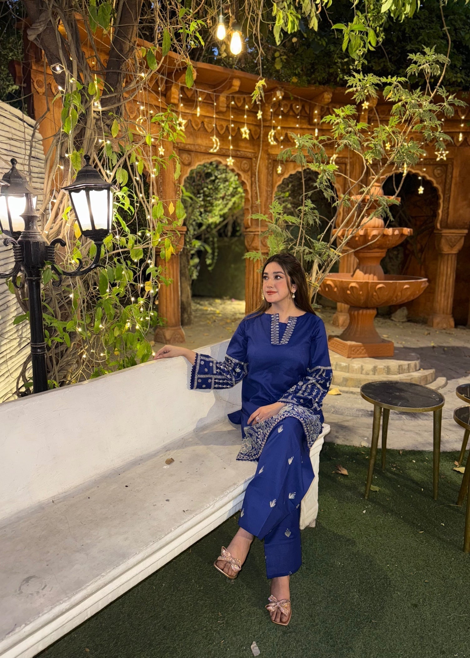 The Turkish Wear Royal Blue Farshi Shalwar Suit Women 2pcs