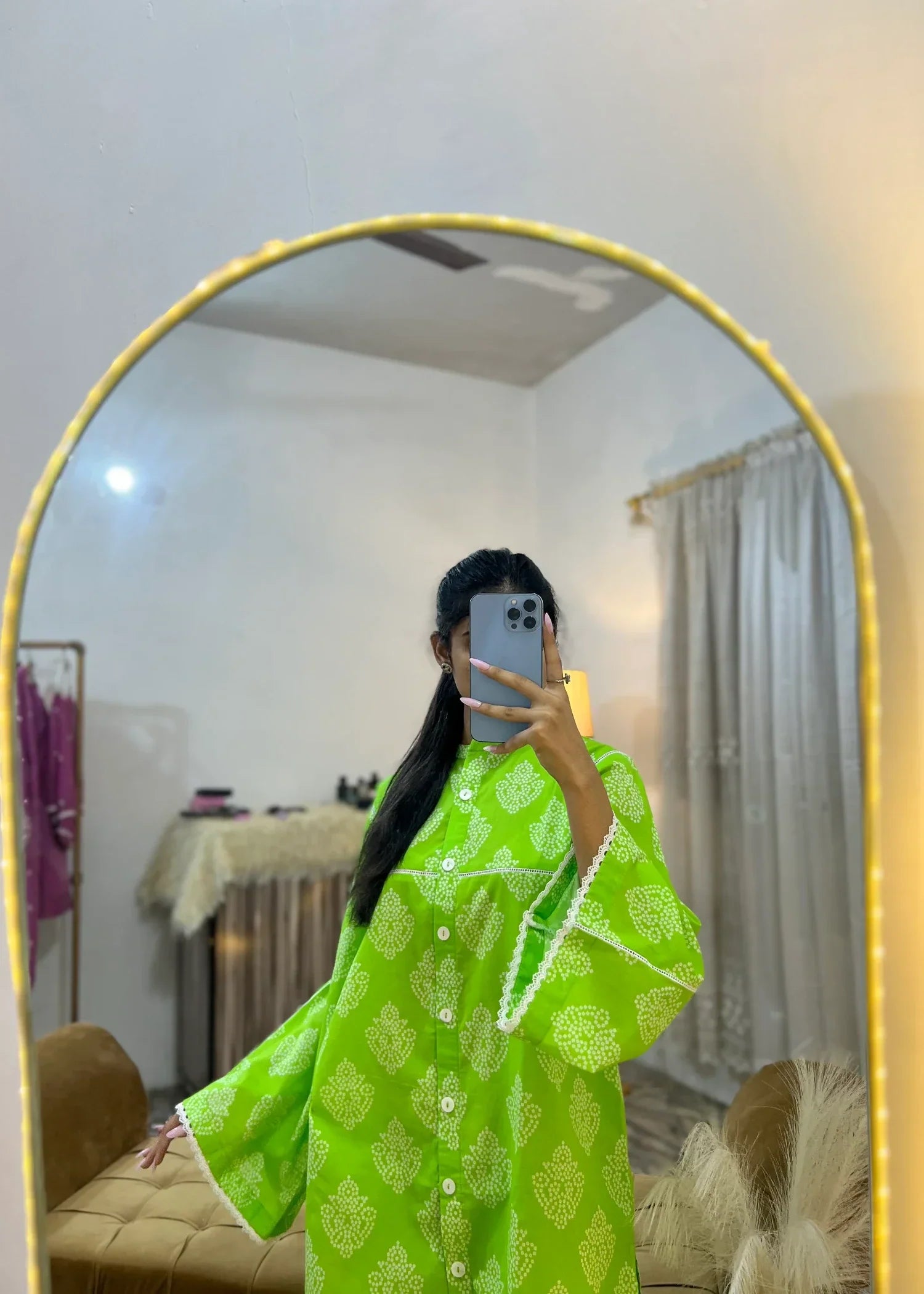 Urban Cut Lawn Printed Co Ord Set Light Green Women 2pcs