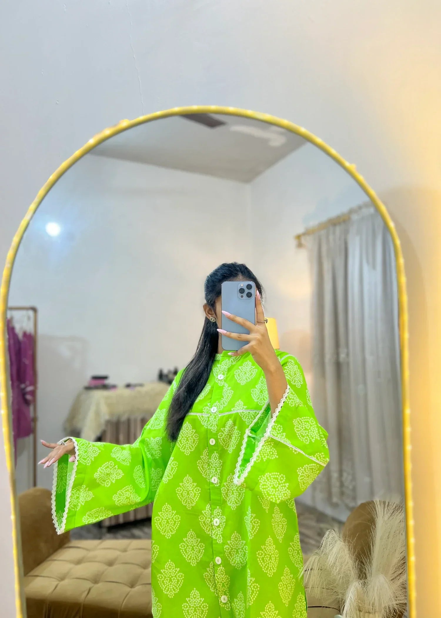 Urban Cut Lawn Printed Co Ord Set Light Green Women 2pcs