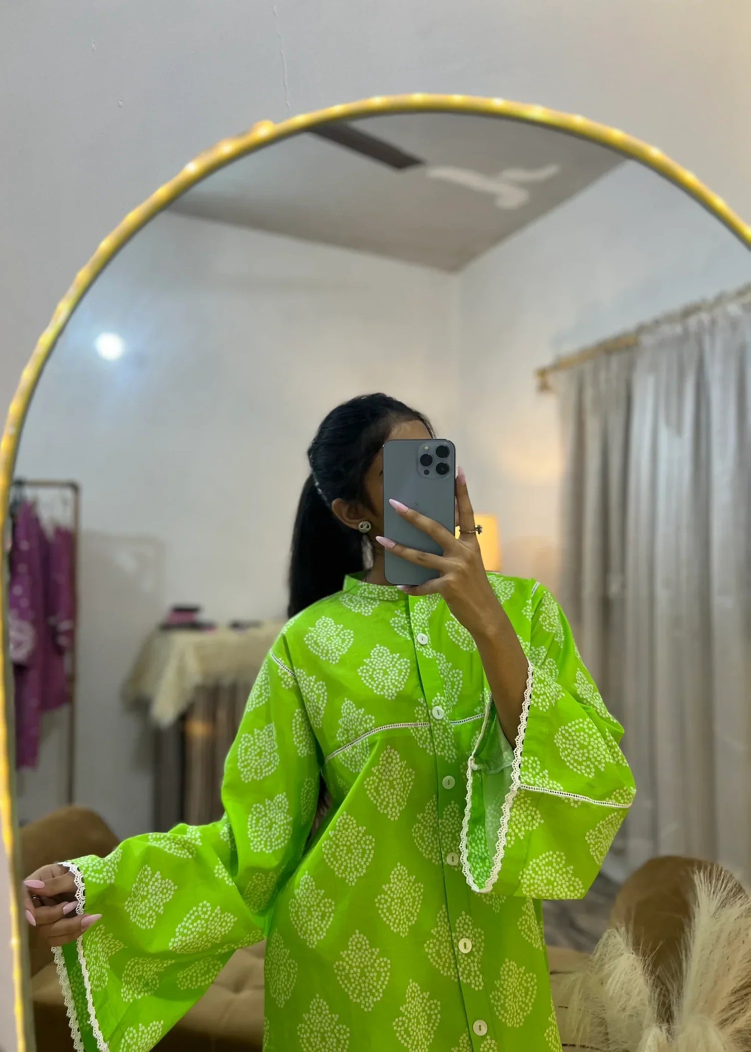 Urban Cut Lawn Printed Co Ord Set Light Green Women 2pcs