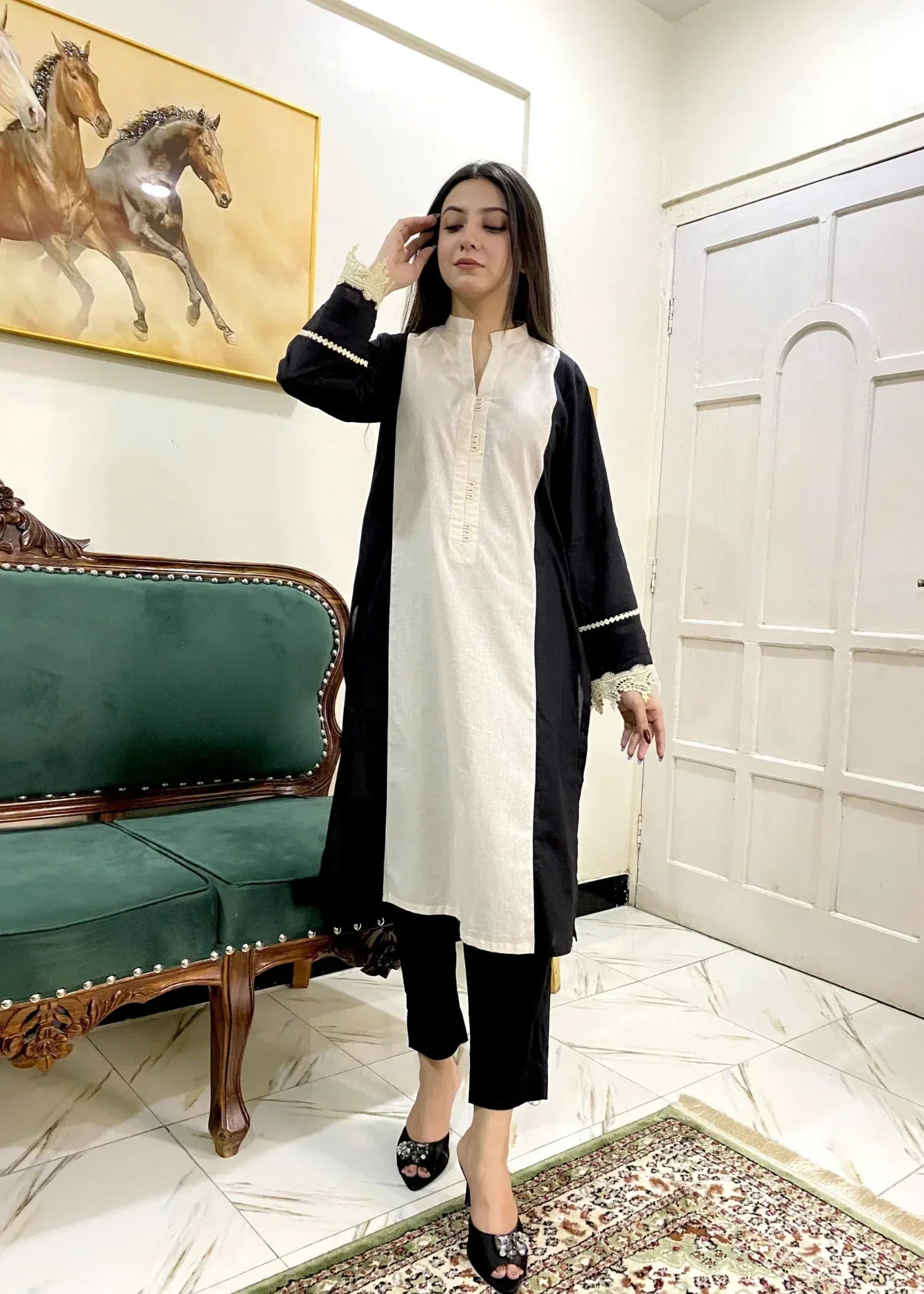 Urban Cut Cotton Embellished Kurta Stylish & Elegant Women 1pcs