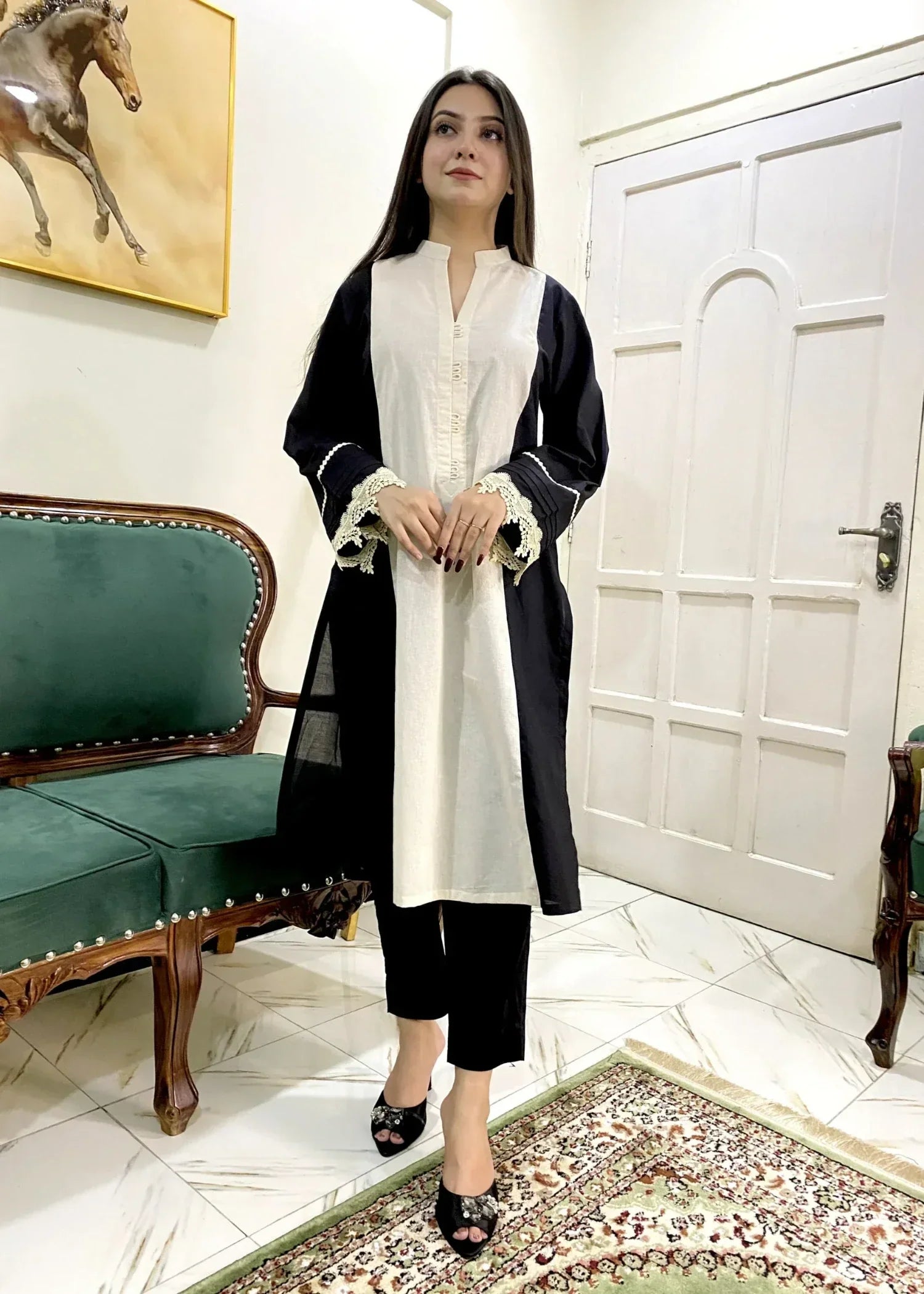 Urban Cut Cotton Embellished Kurta Stylish & Elegant Women 1pcs