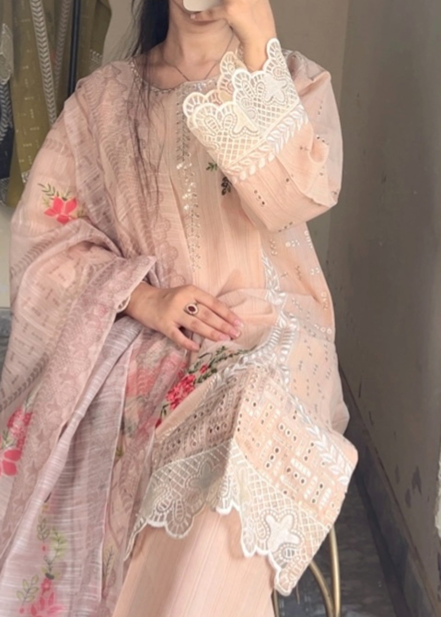 Mirhal Fashion Peach pink Roas Women 3pcs