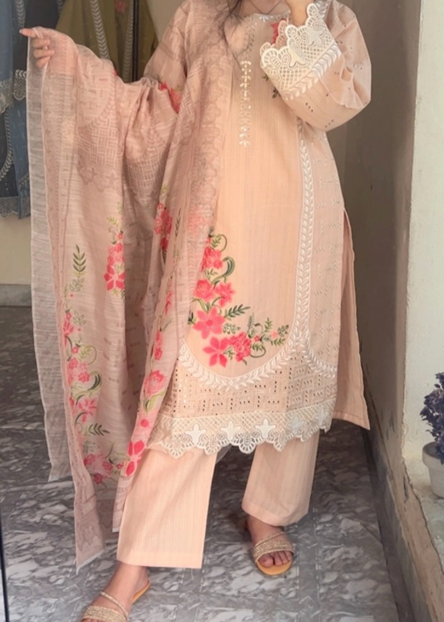 Mirhal Fashion Peach pink Roas Women 3pcs