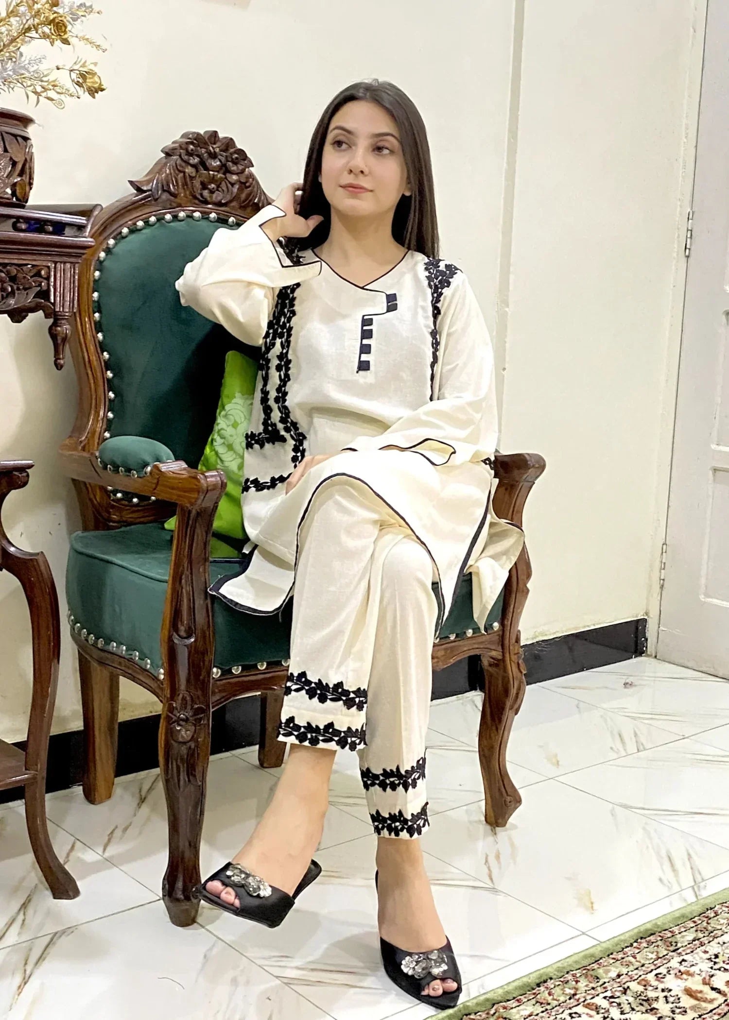 Urban Cut Cotton Embroidered Dress Premium & Versatile Women 2pcs