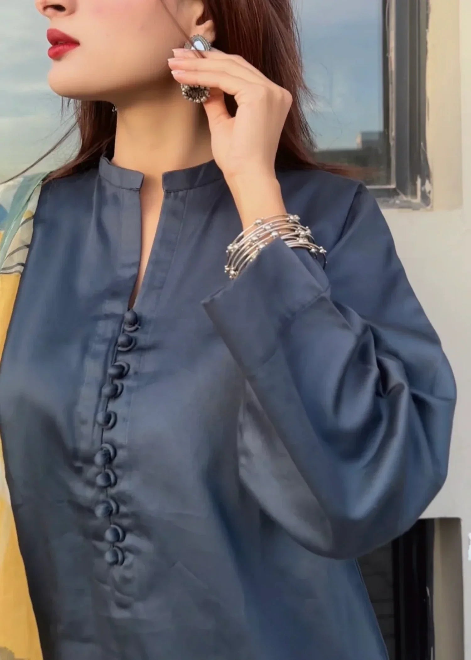 Urban Cut Cotton Satin Co Ord Set with Farshi Shalwar Women 2pcs