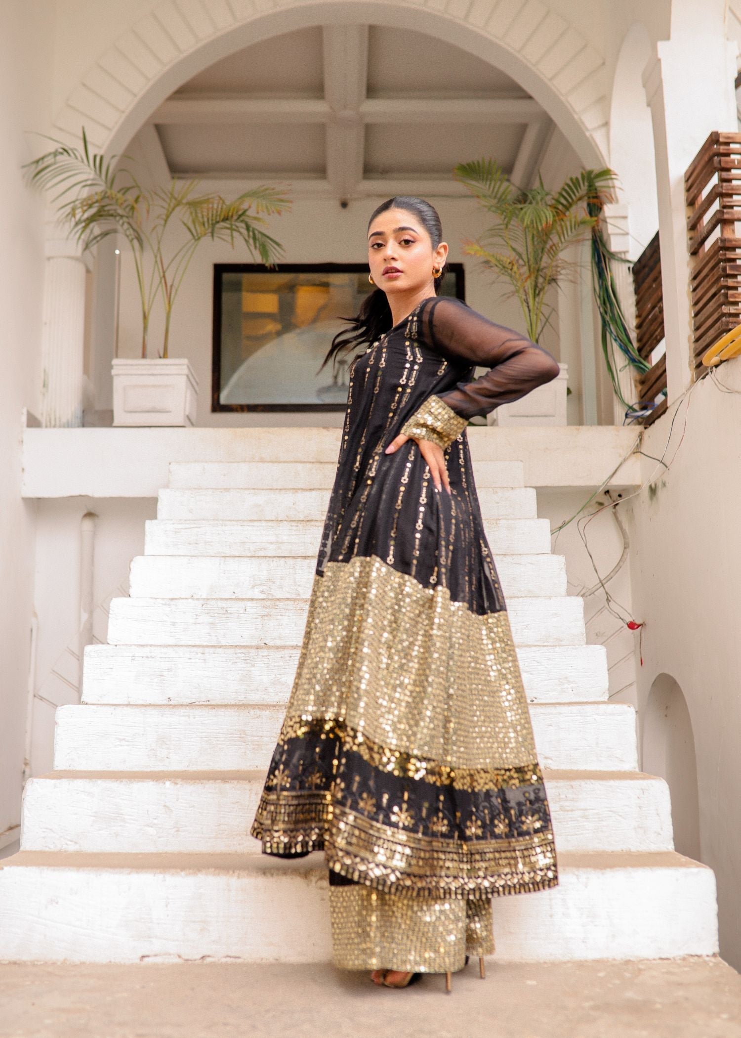 Rang-e-Haya Anchal / Black Women 4pcs