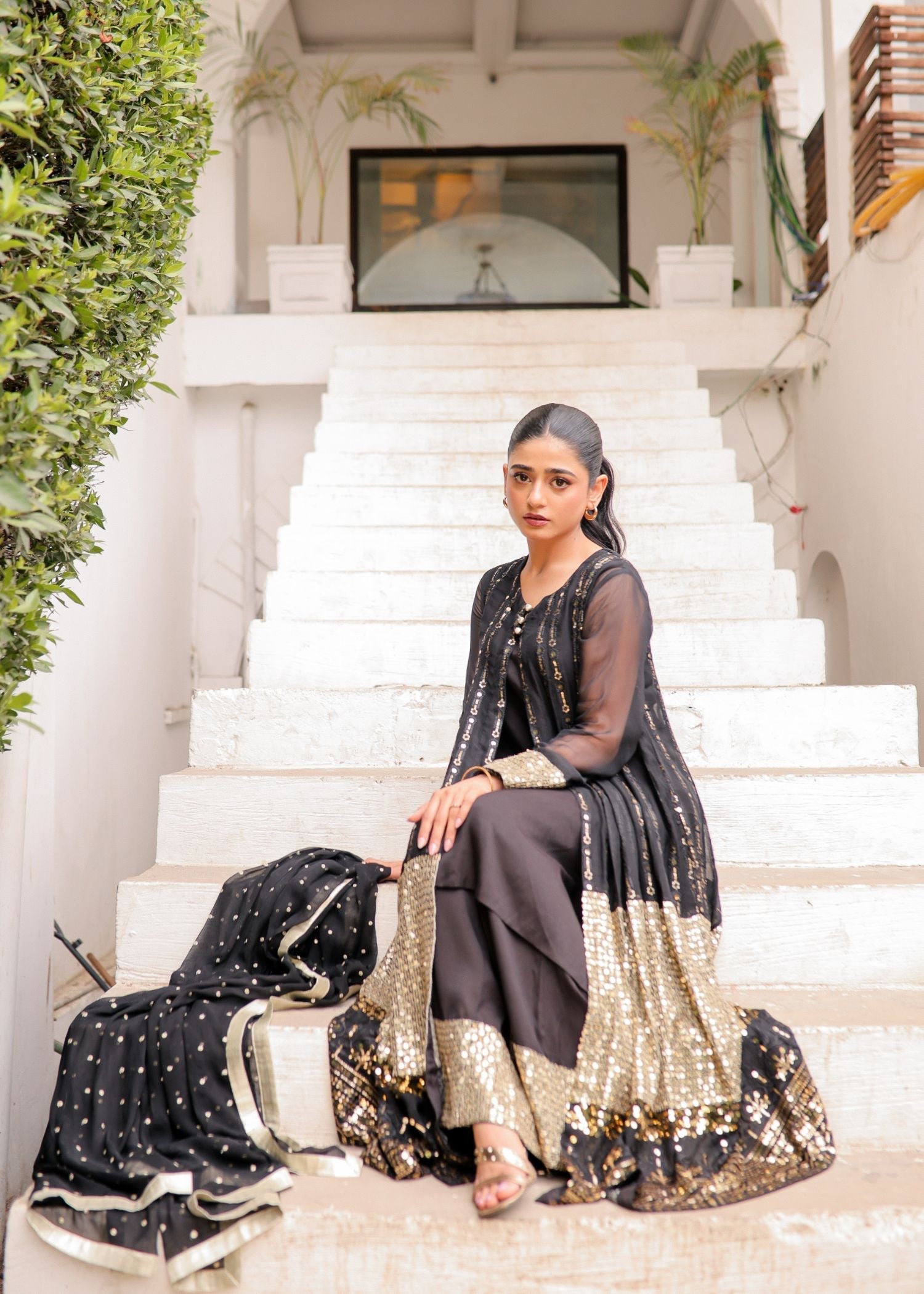 Rang-e-Haya Anchal / Black Women 4pcs