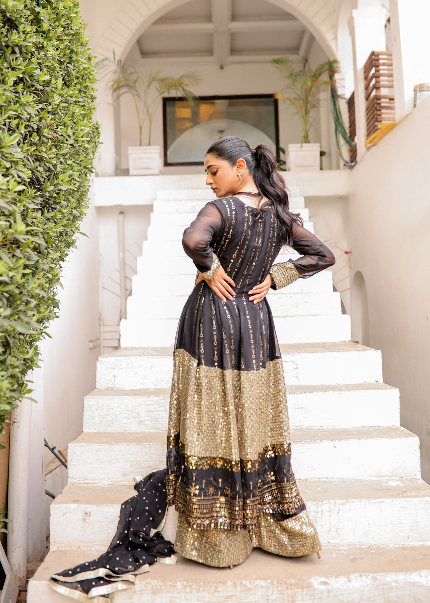 Rang-e-Haya Anchal / Black Women 4pcs