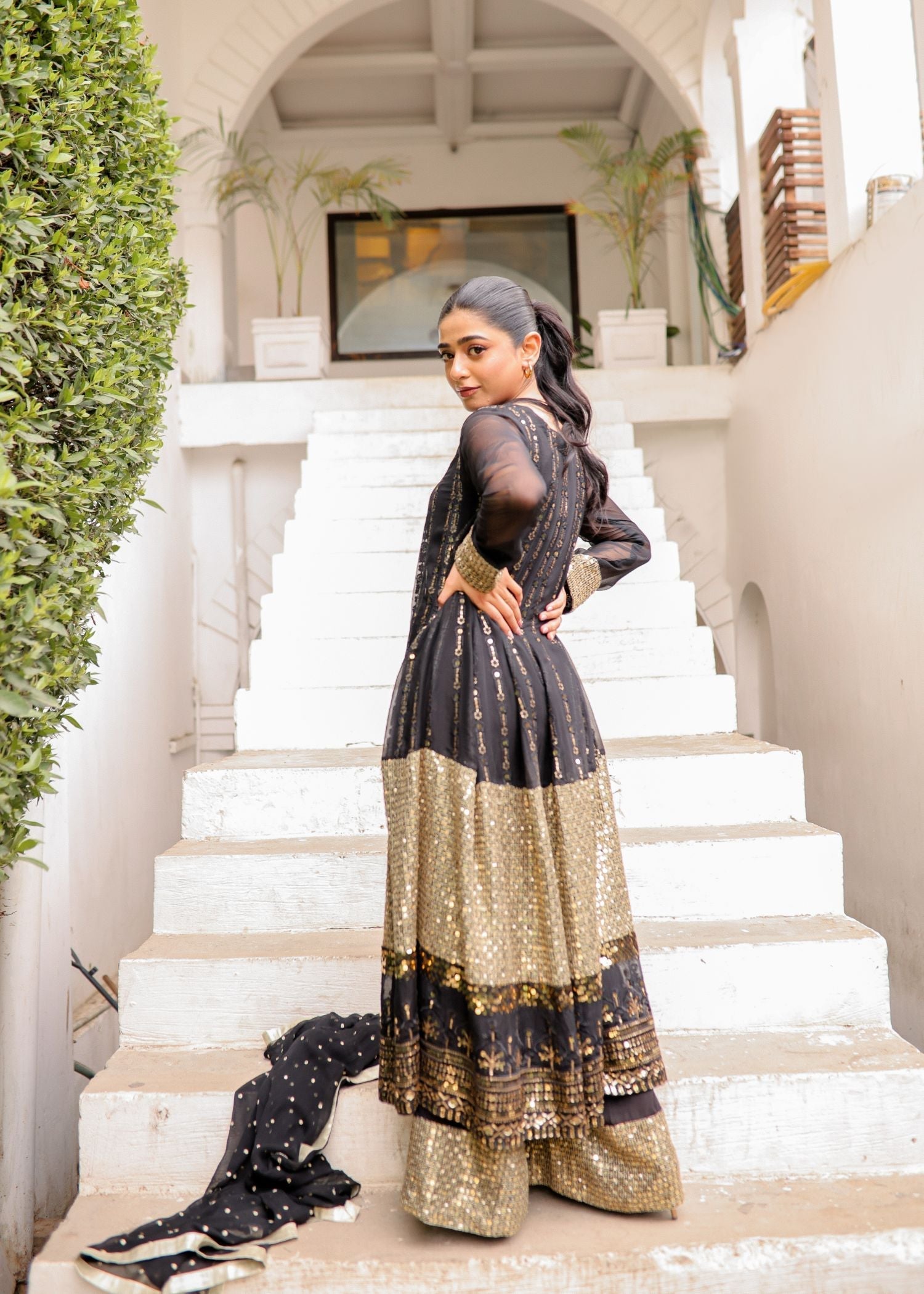 Rang-e-Haya Anchal / Black Women 4pcs