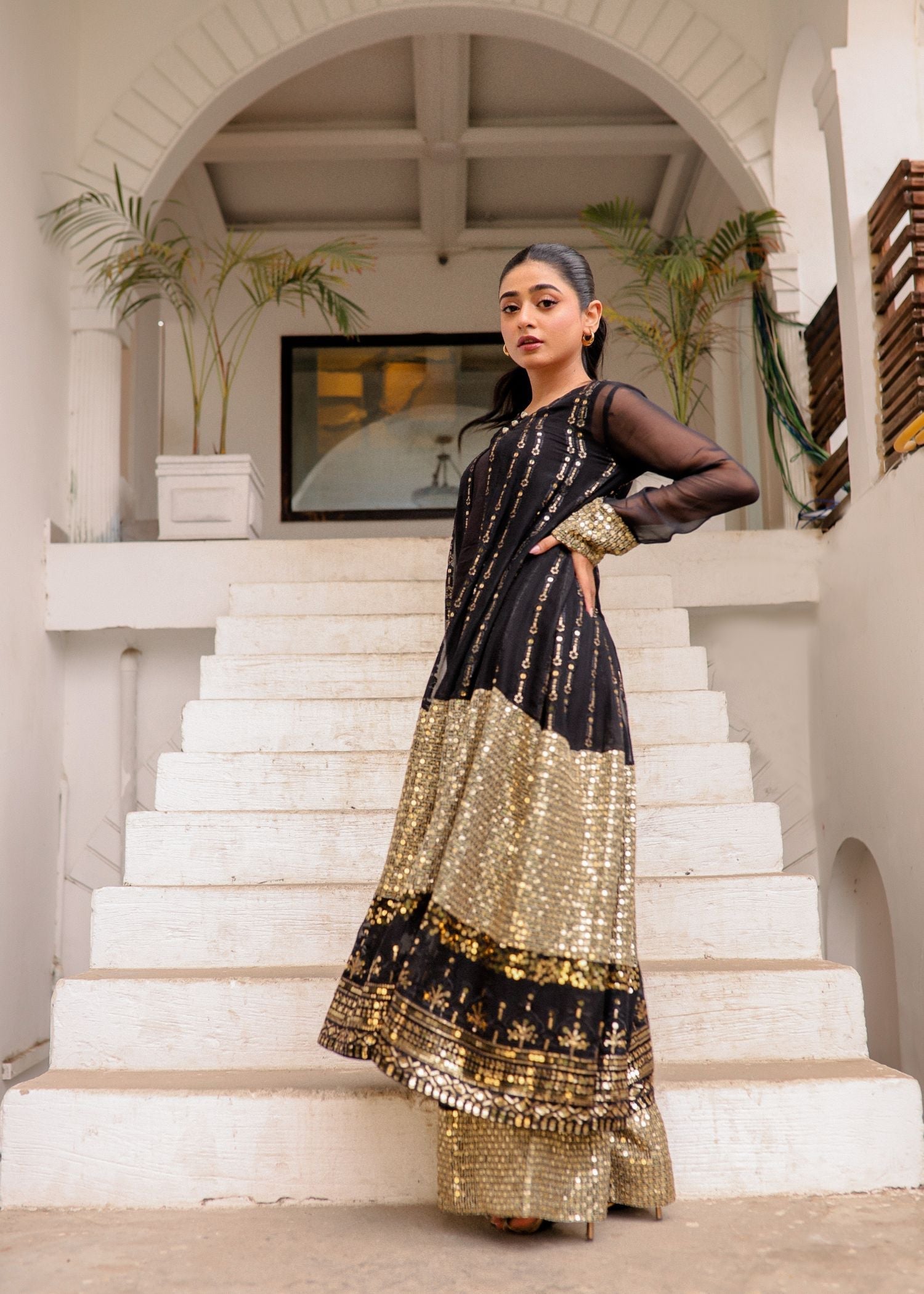 Rang-e-Haya Anchal / Black Women 4pcs