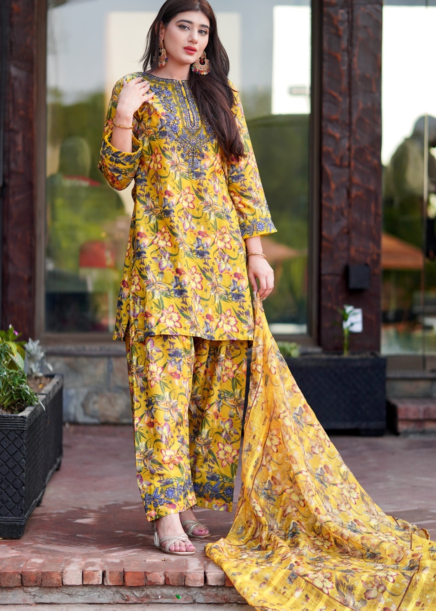 Chaudhary Arts Yellow BEE Farshi Shalwar Women 2pcs