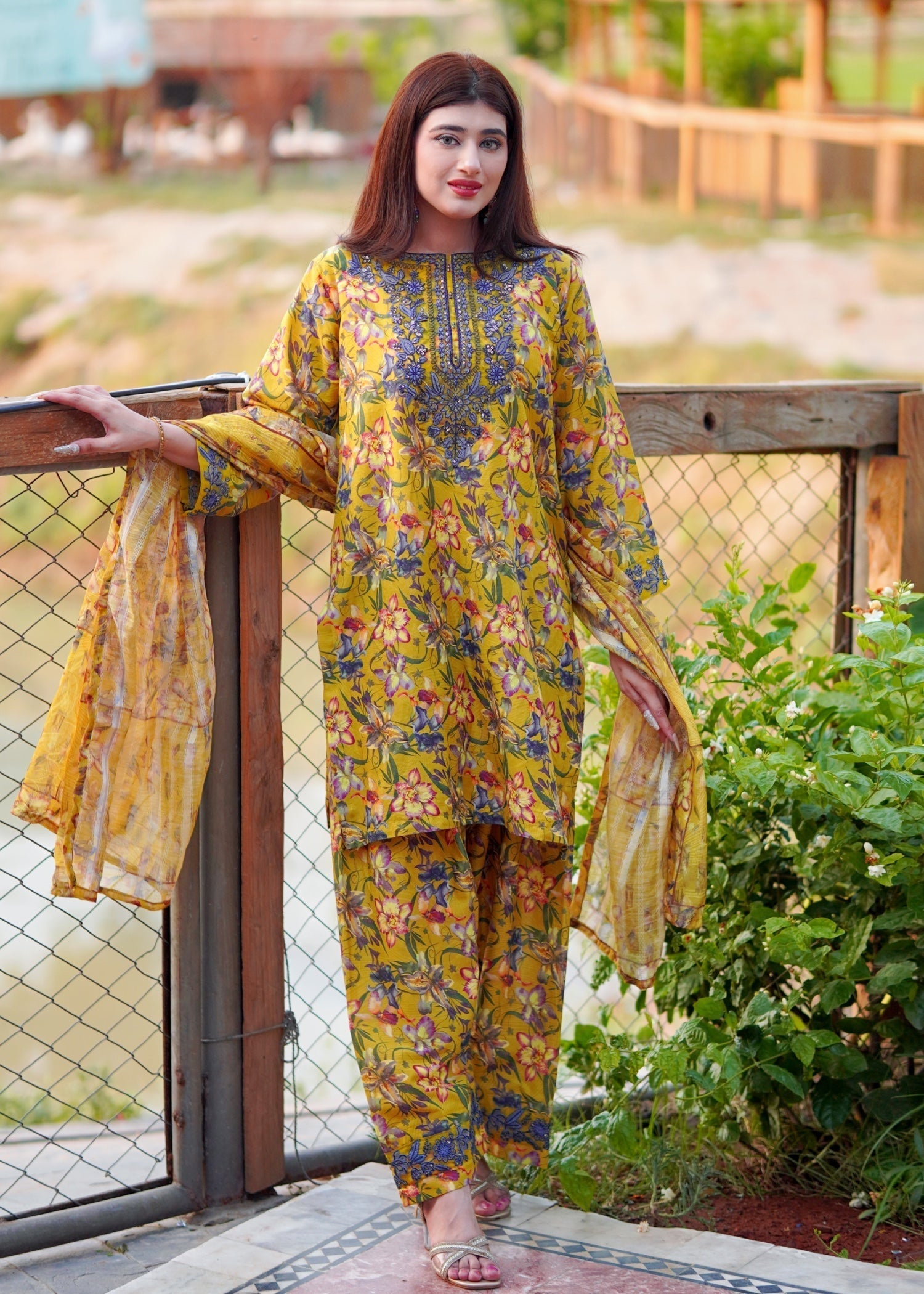 Chaudhary Arts Yellow BEE Farshi Shalwar Women 2pcs