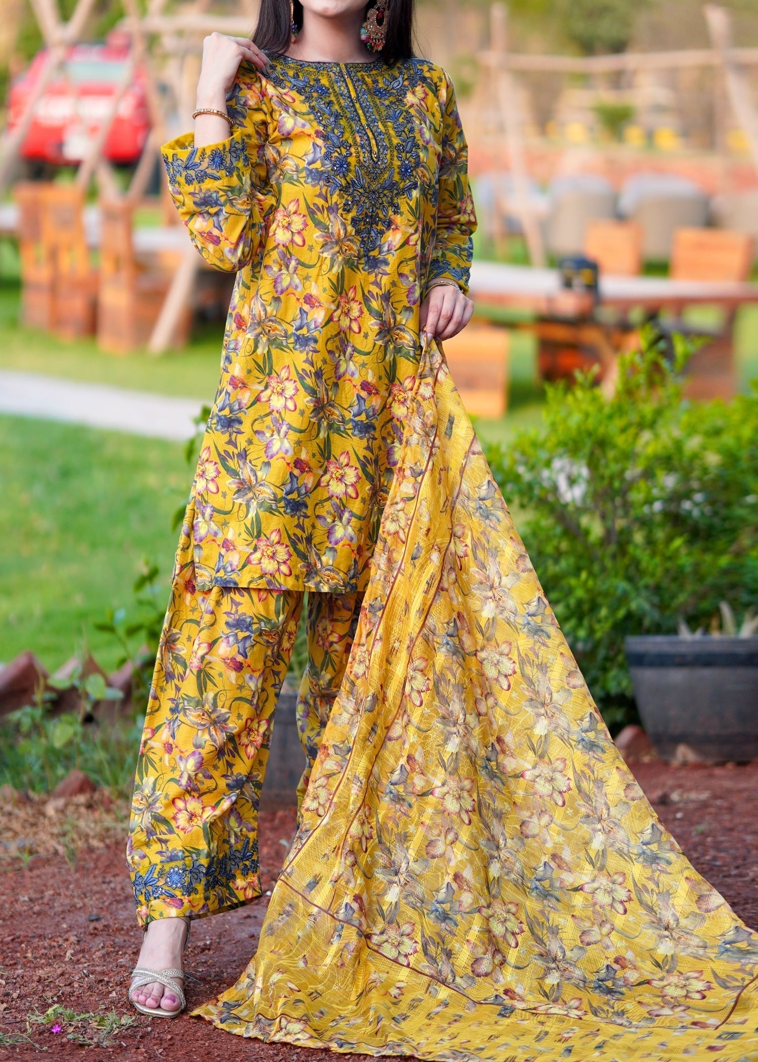 Chaudhary Arts Yellow BEE Farshi Shalwar Women 2pcs