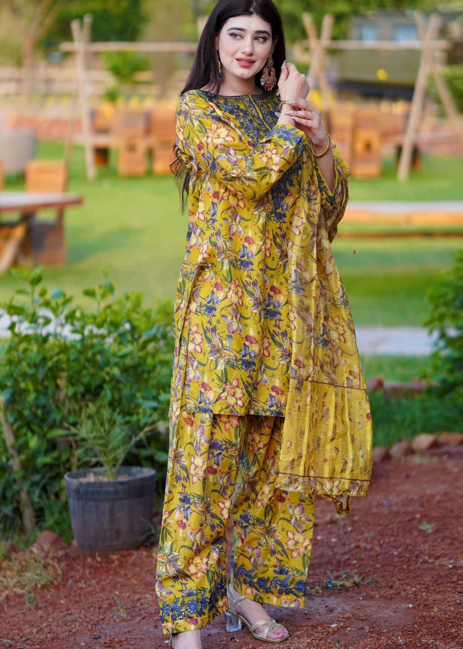 Chaudhary Arts Yellow BEE Farshi Shalwar Women 2pcs