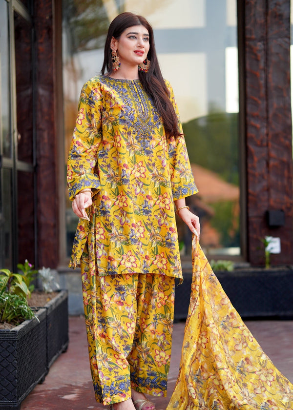 Chaudhary Arts Yellow BEE Farshi Shalwar Women 2pcs