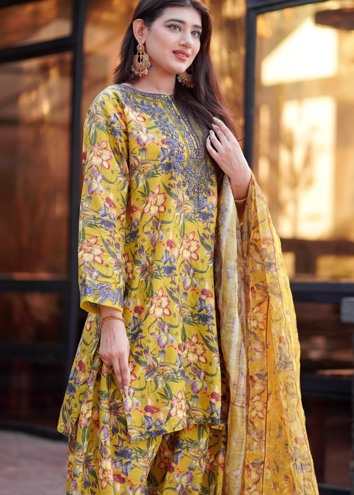Chaudhary Arts Yellow BEE Farshi Shalwar Women 2pcs