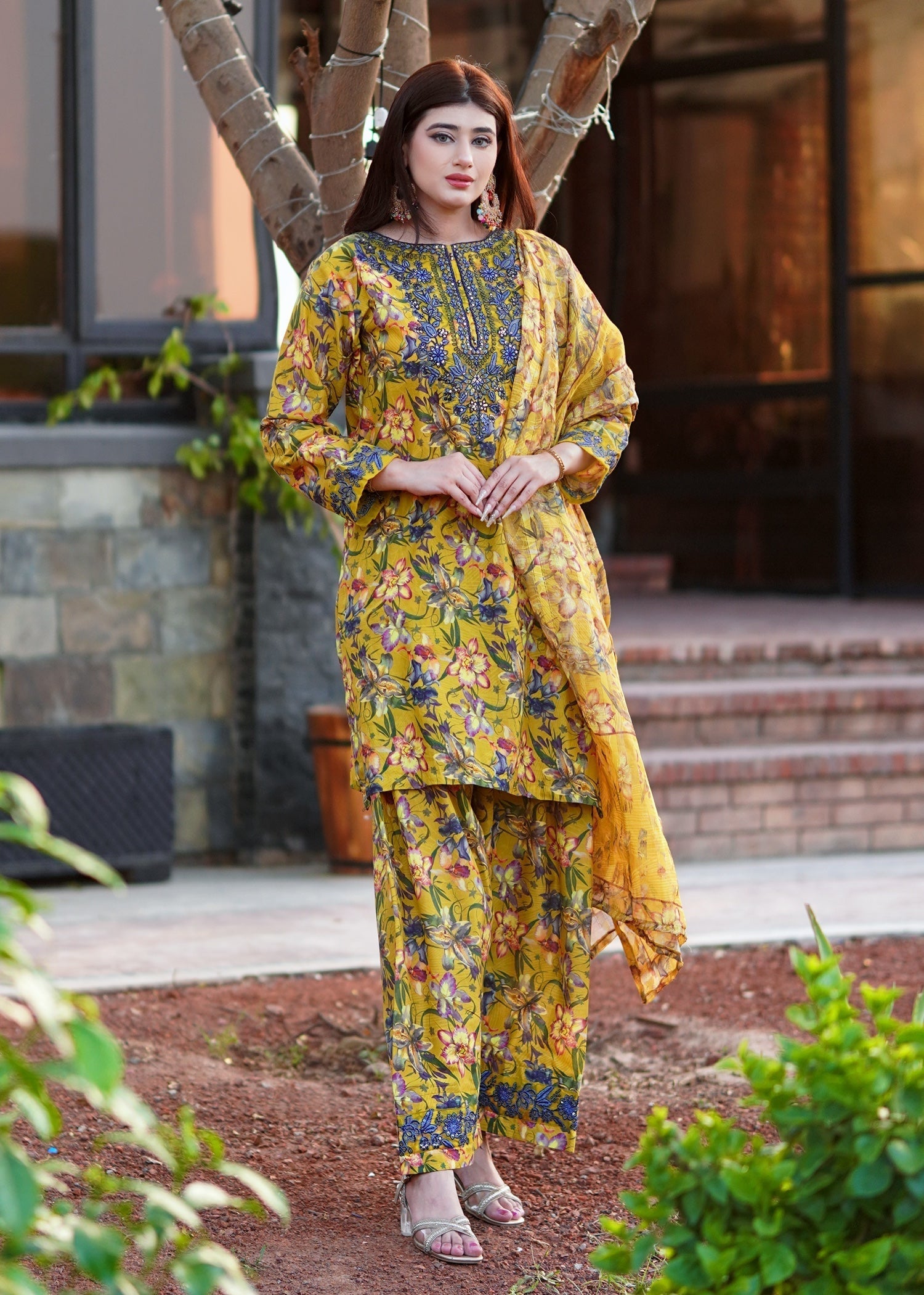 Chaudhary Arts Yellow BEE Farshi Shalwar Women 2pcs