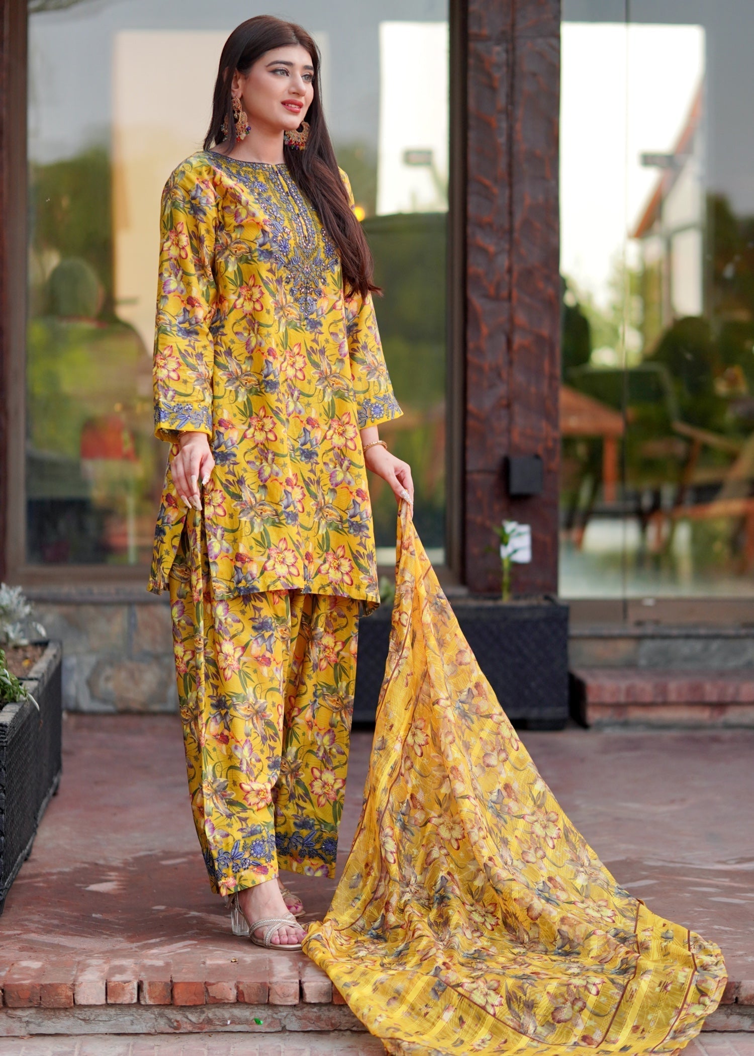 Chaudhary Arts Yellow BEE Farshi Shalwar Women 2pcs