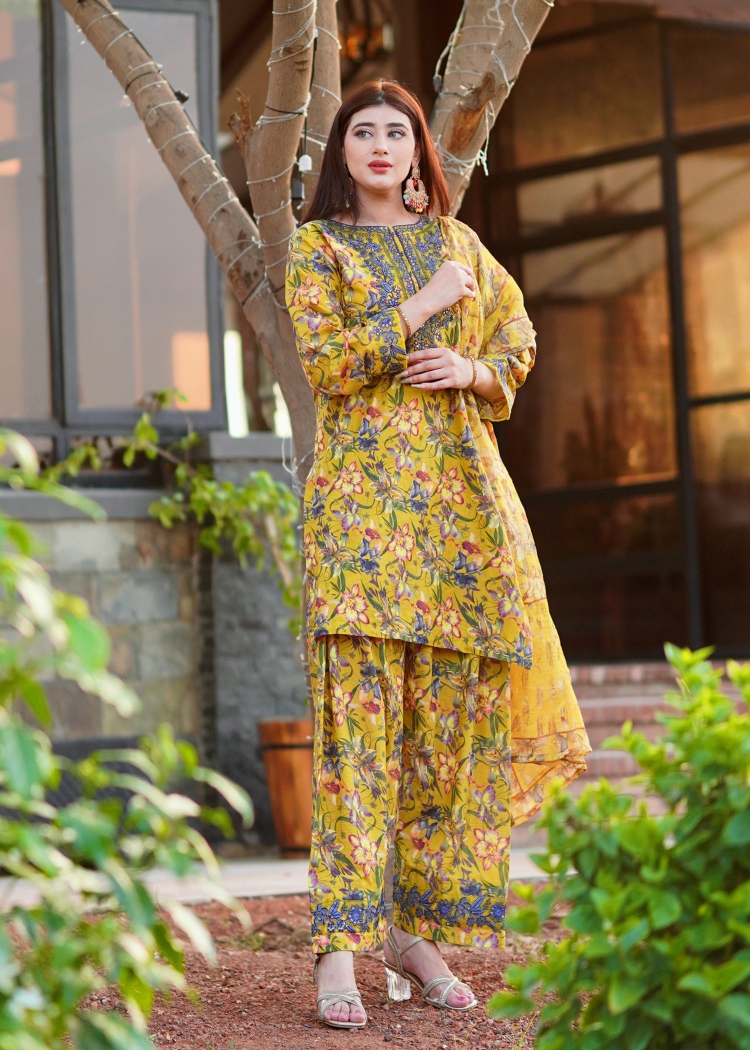 Chaudhary Arts Yellow BEE Farshi Shalwar Women 2pcs