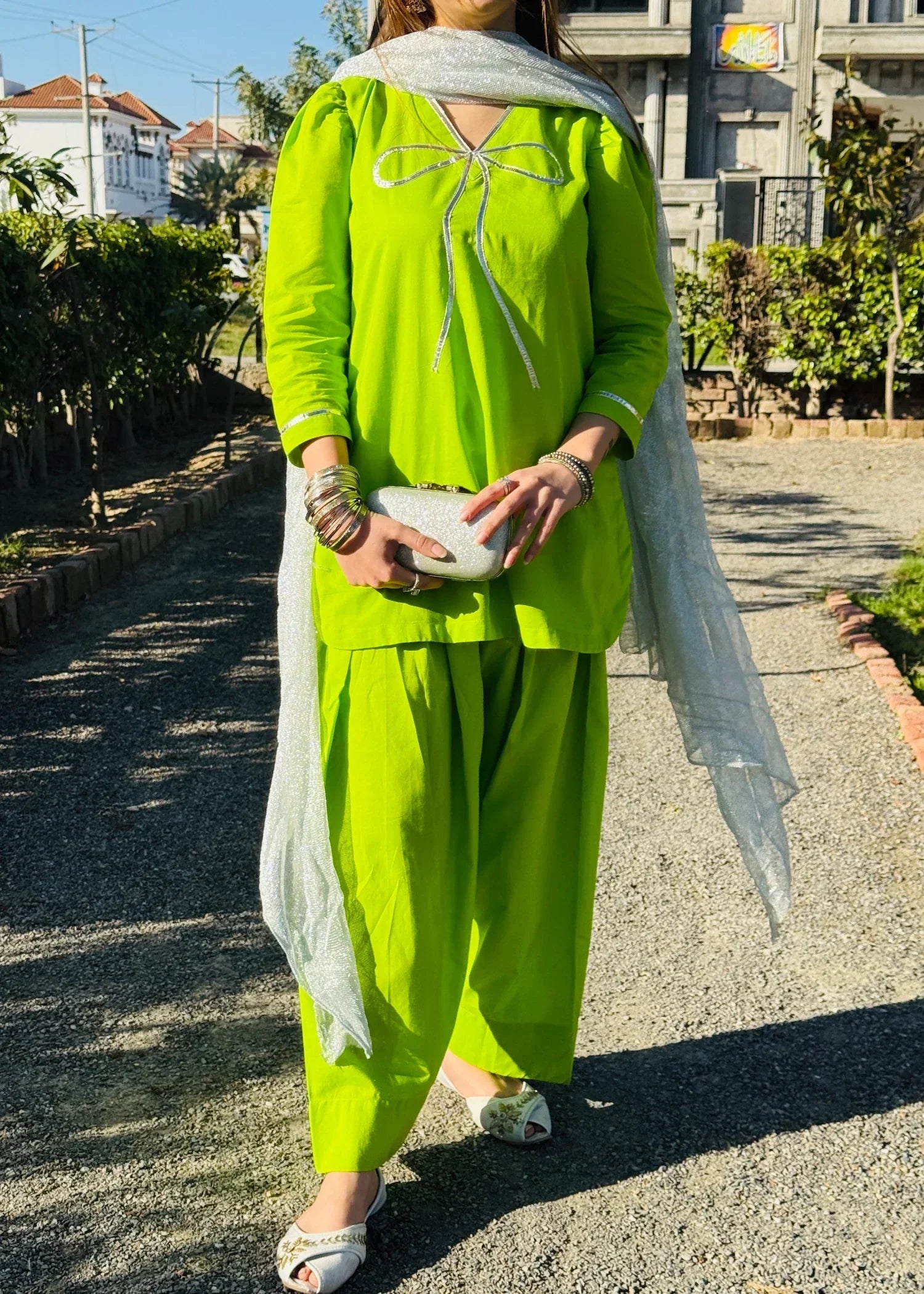 Urban Cut Lawn Embellished Co Ord Set with Farshi Shalwar Women 2pcs