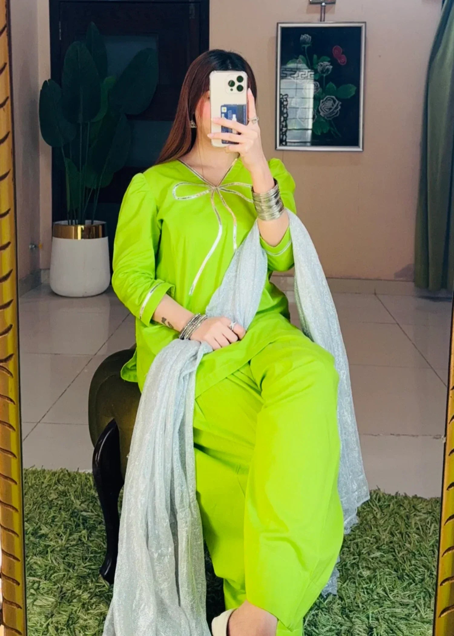 Urban Cut Lawn Embellished Co Ord Set with Farshi Shalwar Women 2pcs