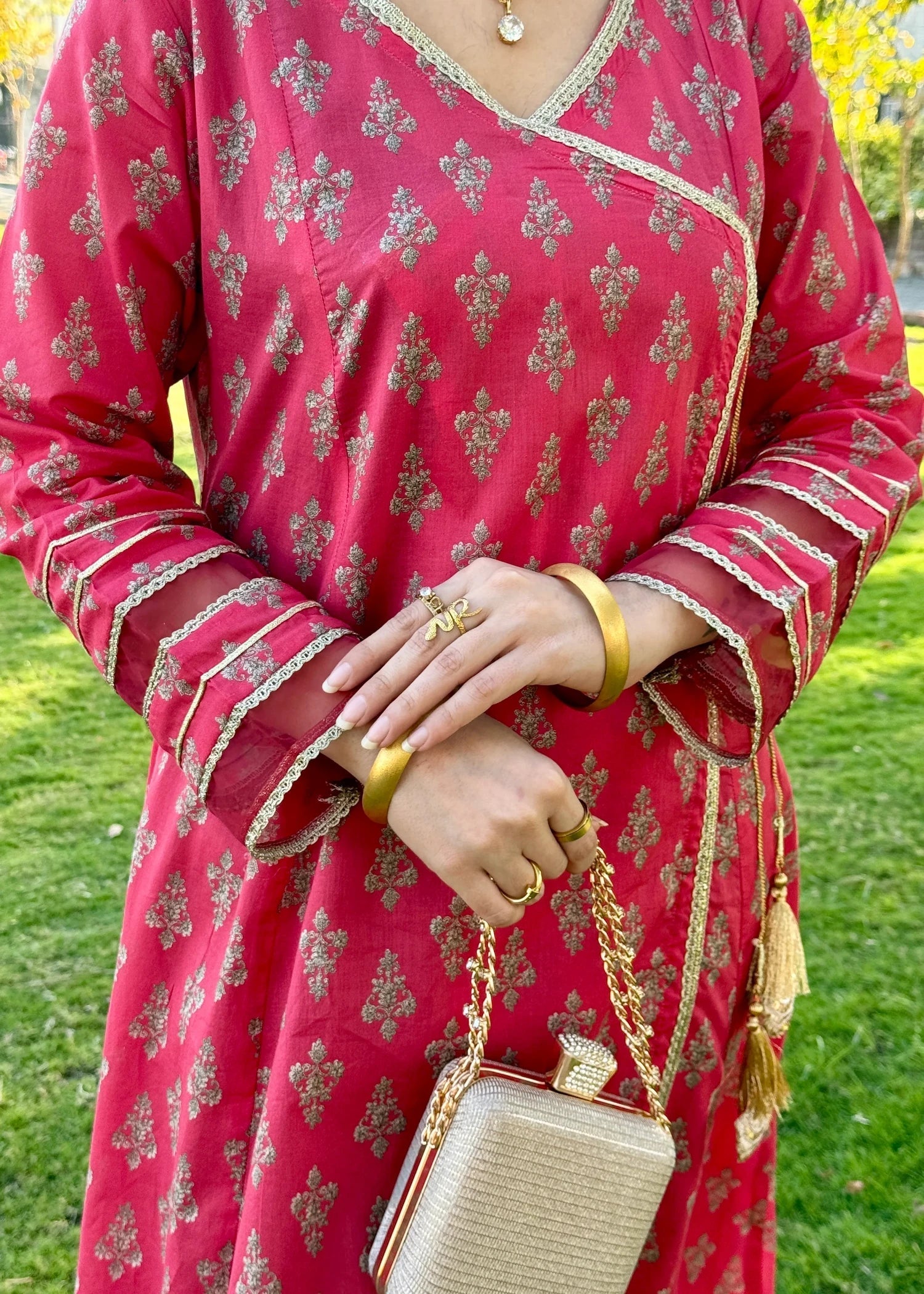 Urban Cut Cotton Printed Angrakha Suit Women 2pcs