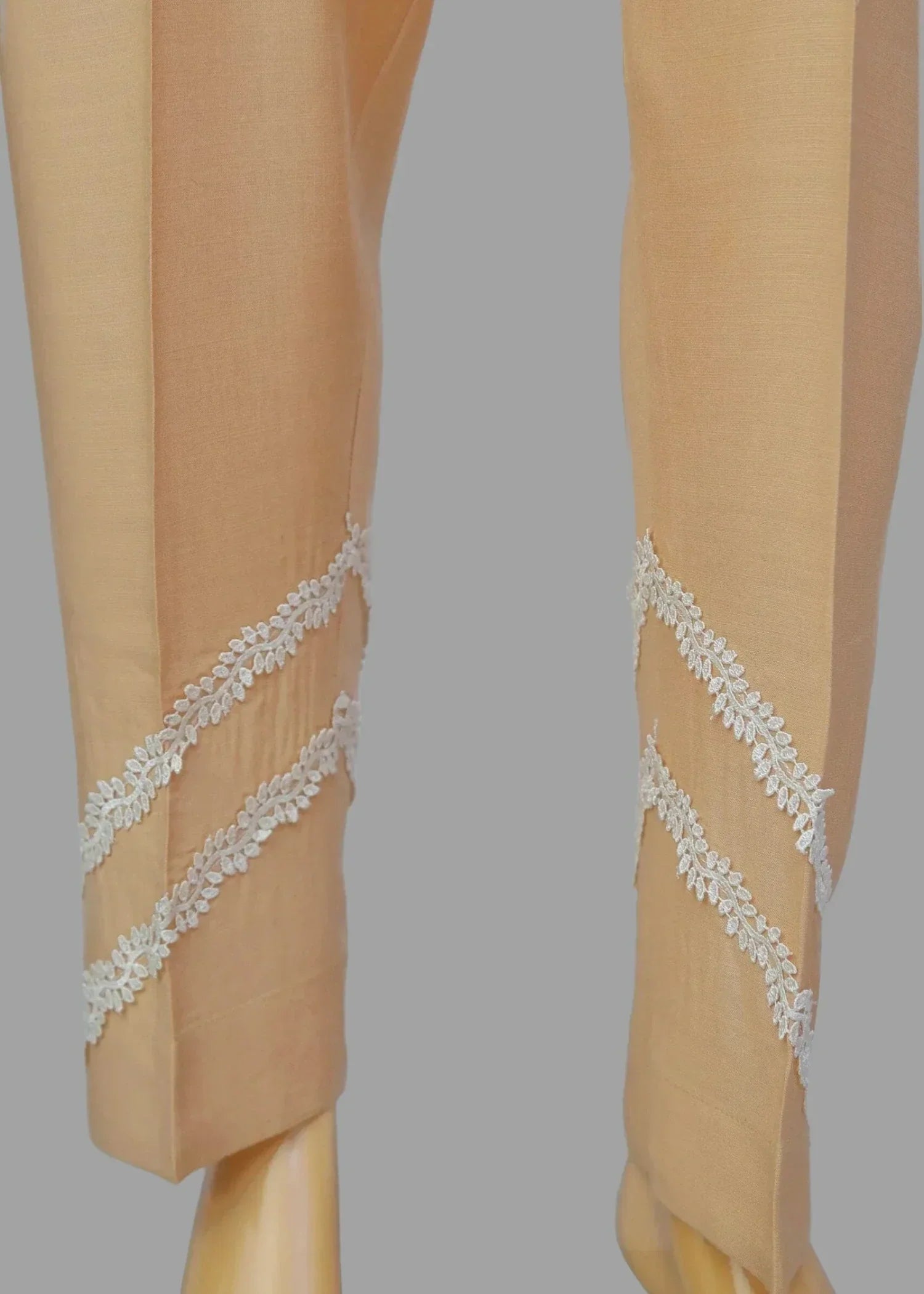 Urban Cut Linen Viscose Fabric Stitched Trouser with Wave Laces beige Women 1pcs