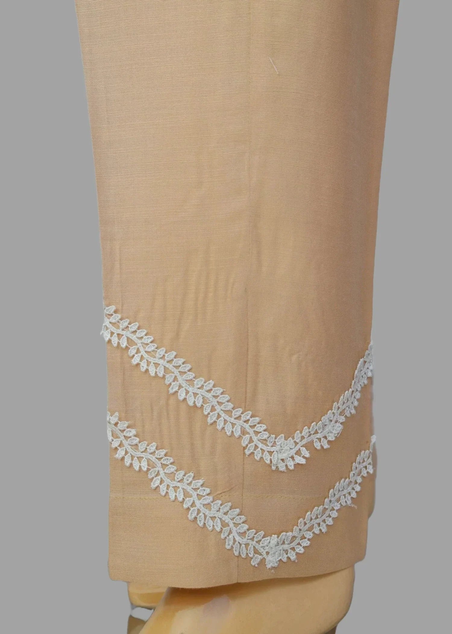 Urban Cut Linen Viscose Fabric Stitched Trouser with Wave Laces beige Women 1pcs