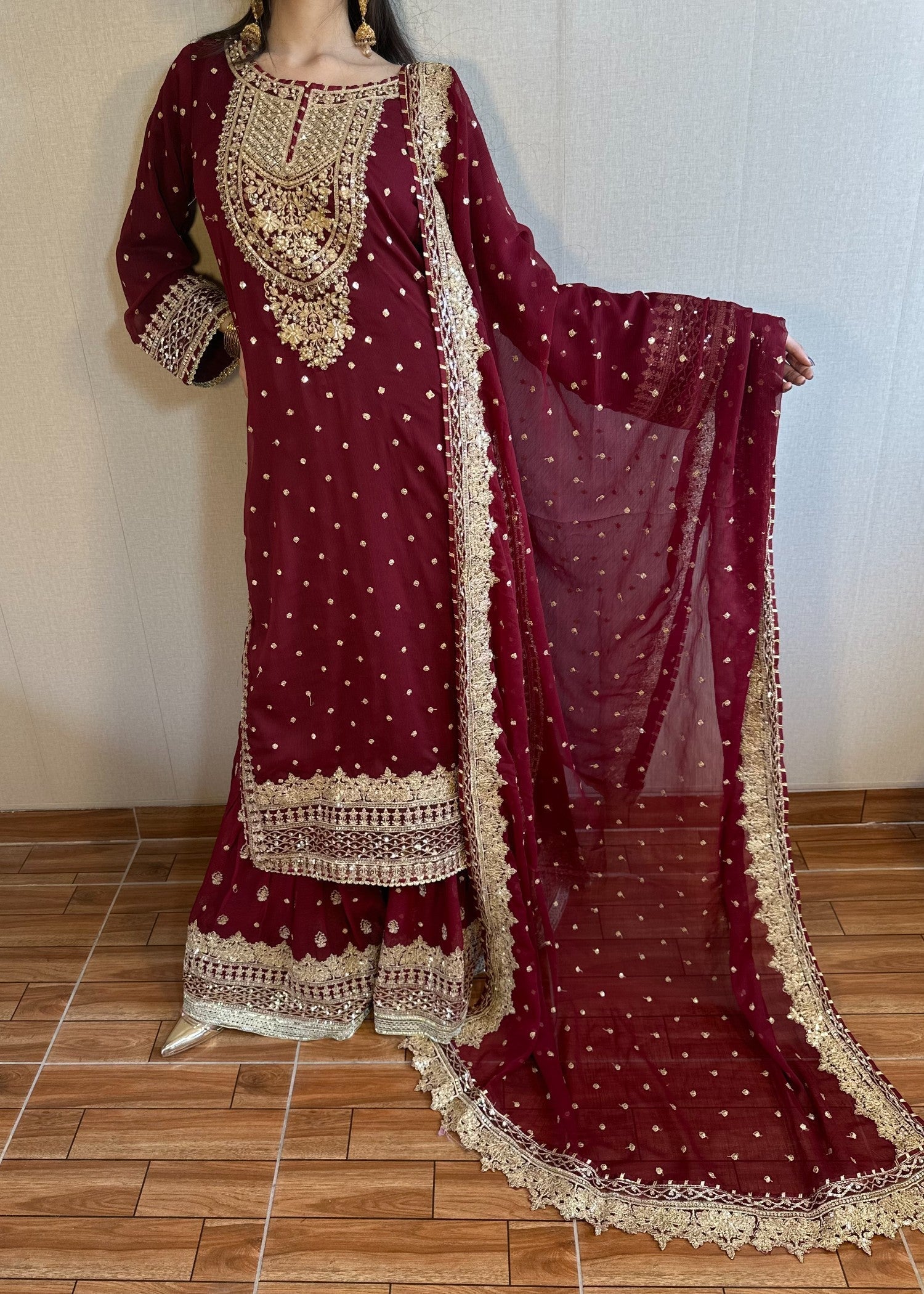 Four Season Boutique HASEENS FARSHY MAROON Women 3pcs