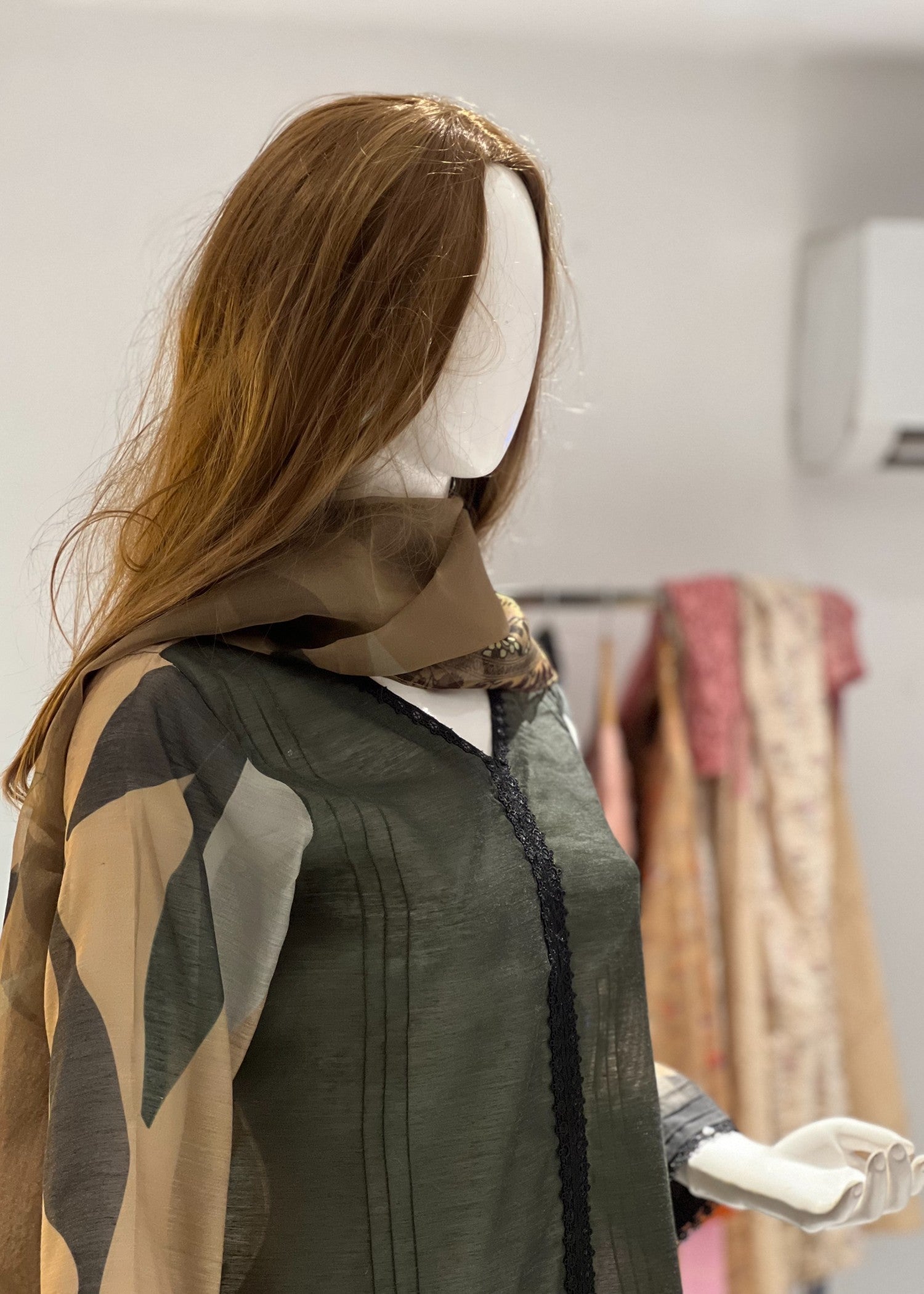 Symas Olive Green Cotton Silk Women 2pcs