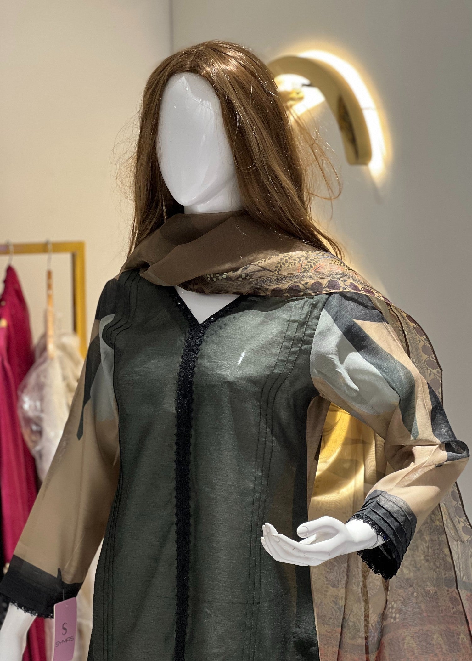 Symas Olive Green Cotton Silk Women 2pcs