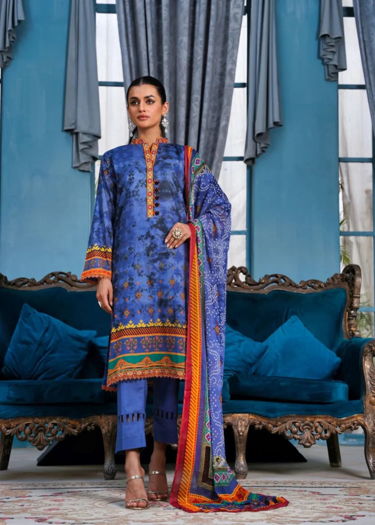 Mehryam Collection Elegant Blue Lawn Women 3pcs