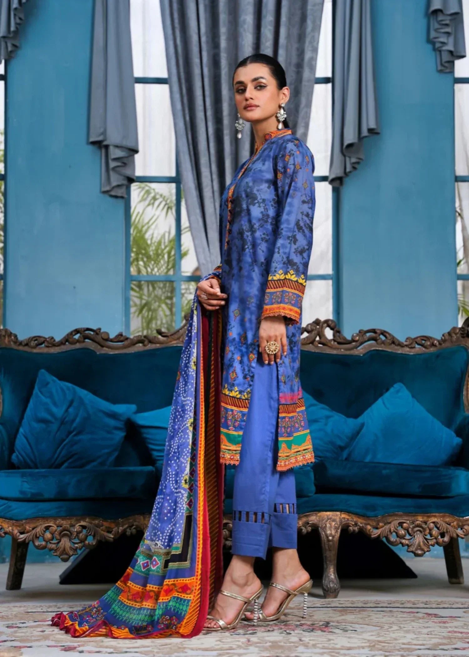 Mehryam Collection Elegant Blue Lawn Women 3pcs