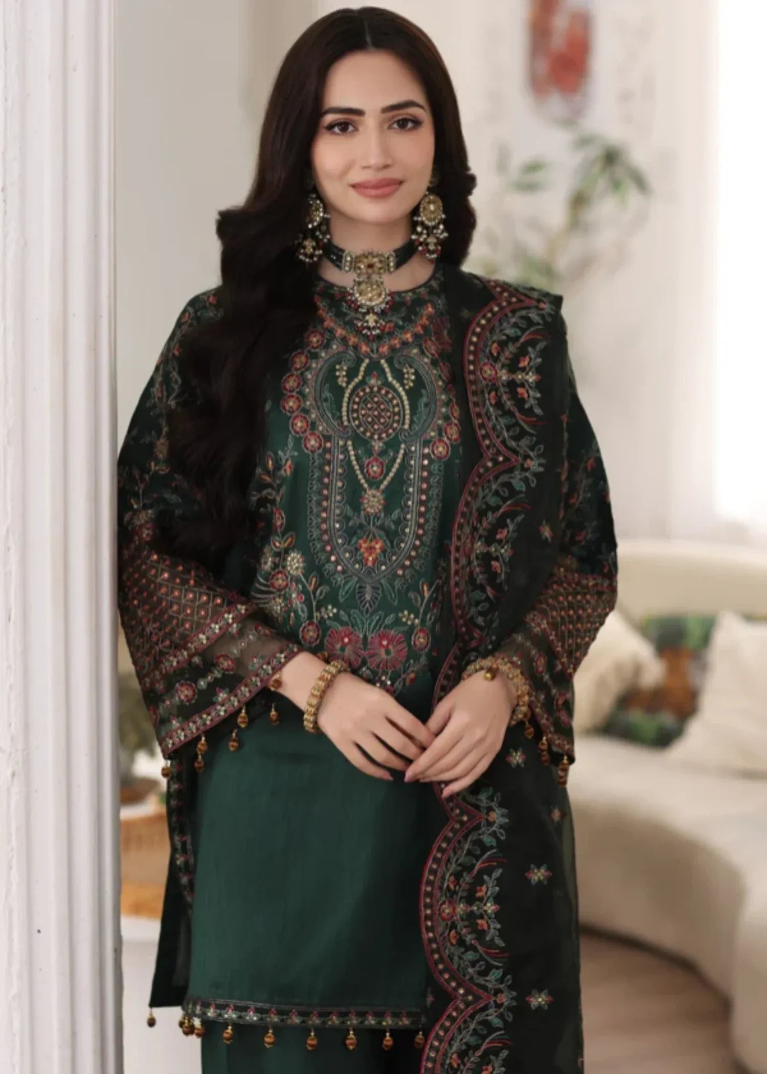 Mohagni MGS 05 AMBER Raw Silk STITCHED Women 3pcs