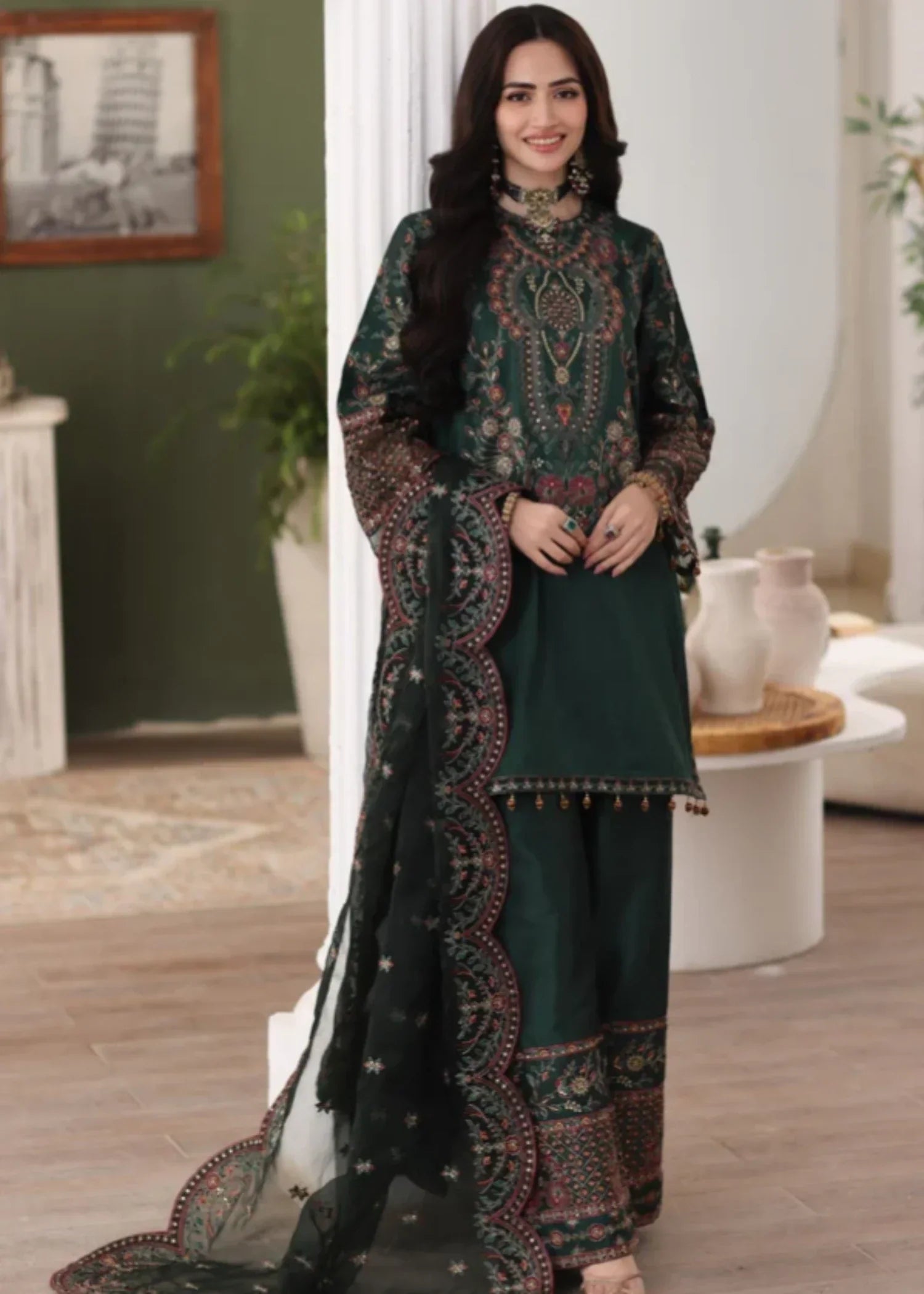 Mohagni MGS 05 AMBER Raw Silk STITCHED Women 3pcs