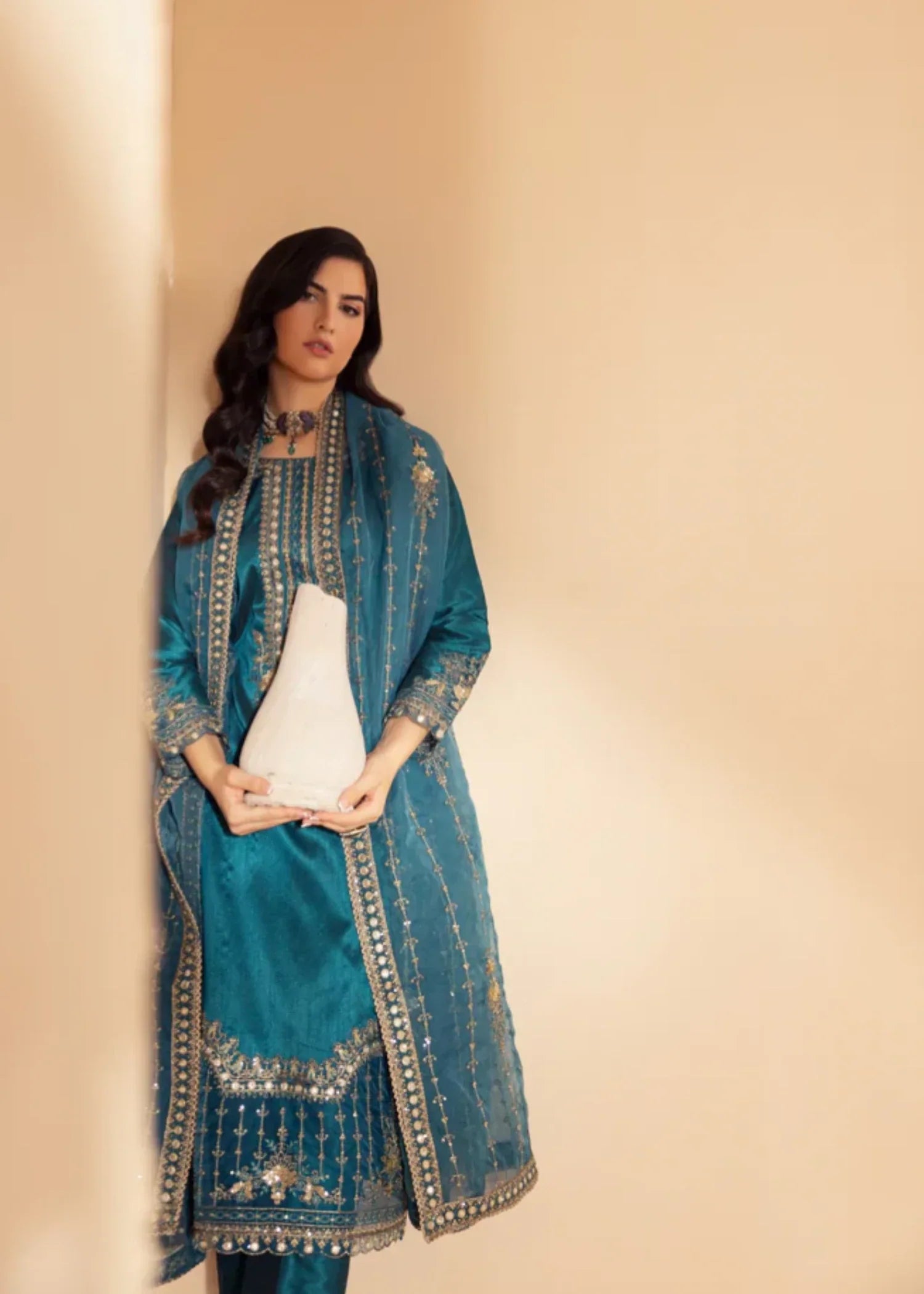 Mohagni MGS 21 RAW SILK STITCHED/UNSTITCHED Women 3pcs