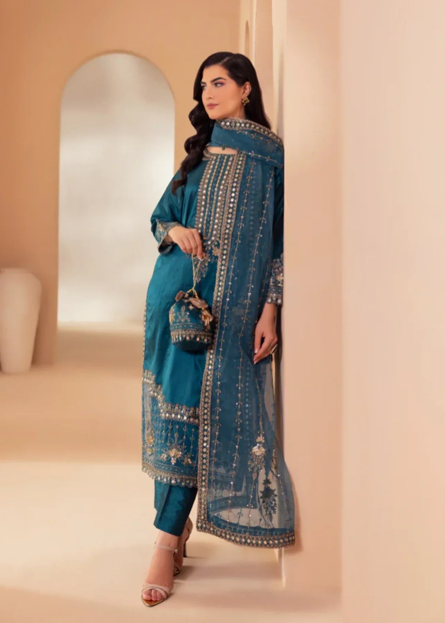 Mohagni MGS 21 RAW SILK STITCHED/UNSTITCHED Women 3pcs