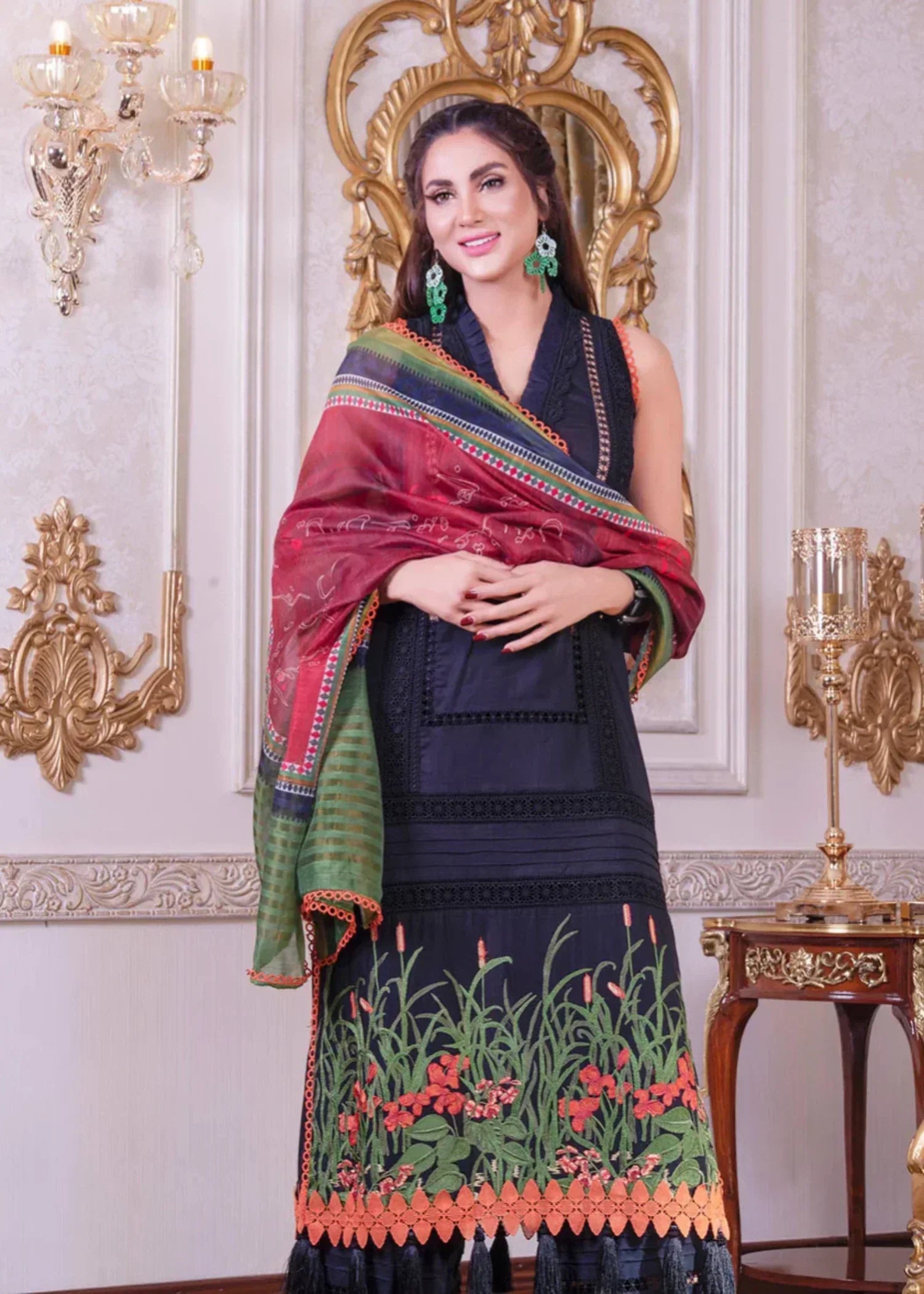 Mehryam Collection Embroidered Khaadi Net Suit Women 3pcs