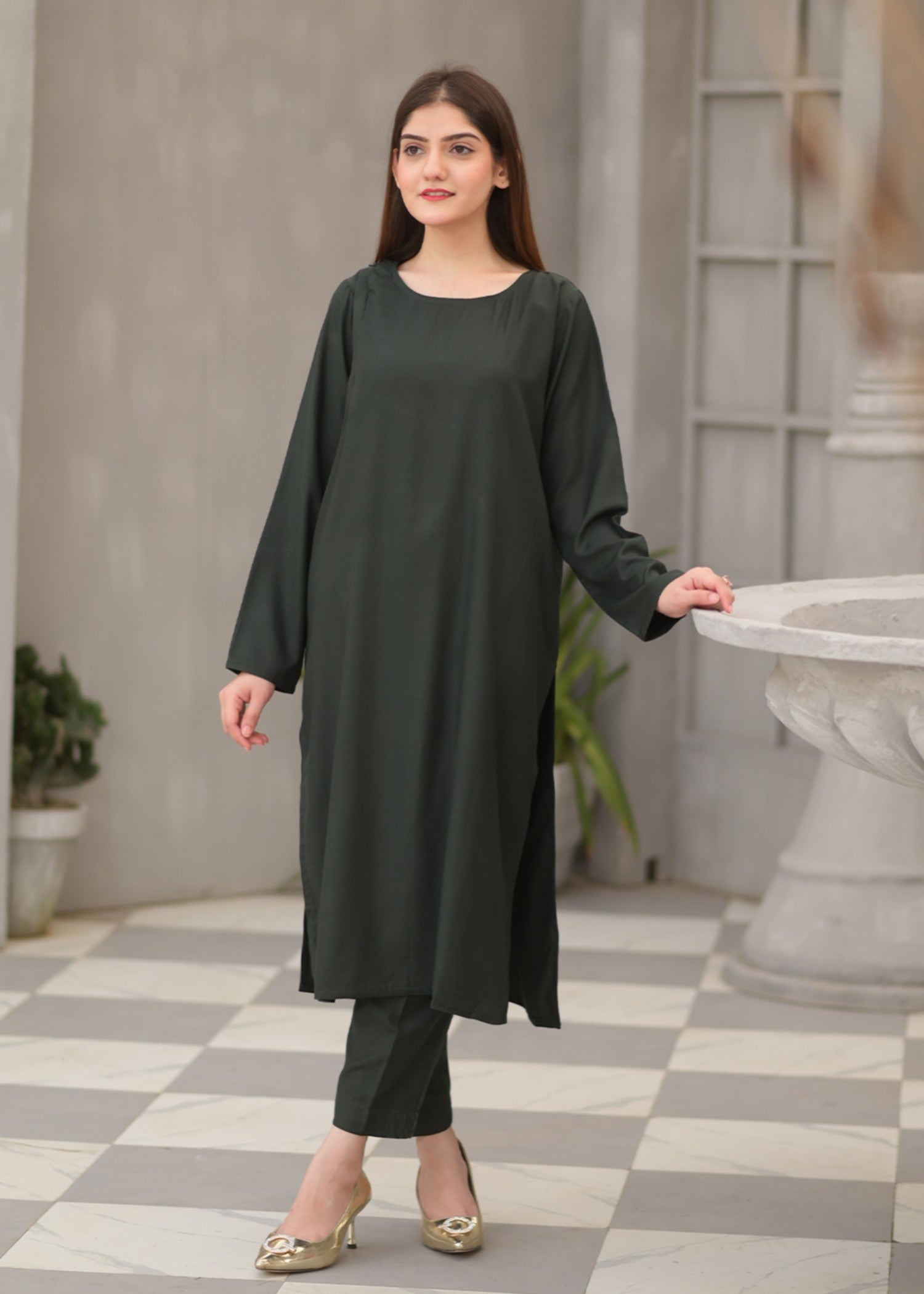 Tng (The Next Generation) Aina Co Ord Set | Dark Green Women 2pcs