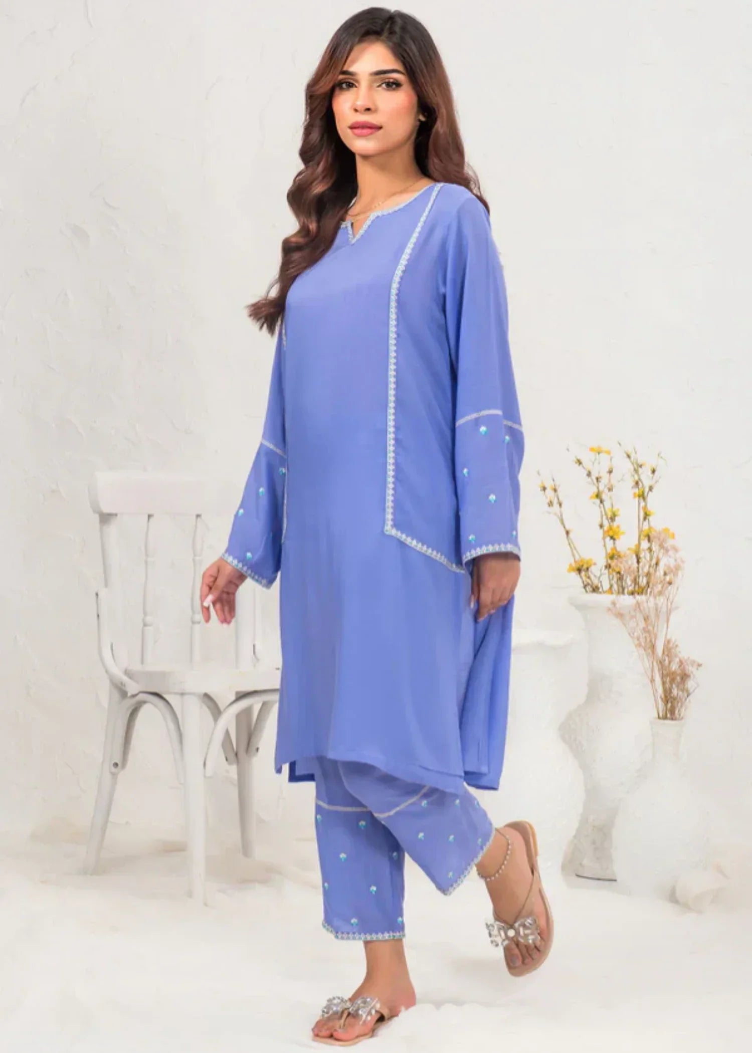 Ochre Cotton Embroidered Suit (SOLE 05) Women 2pcs