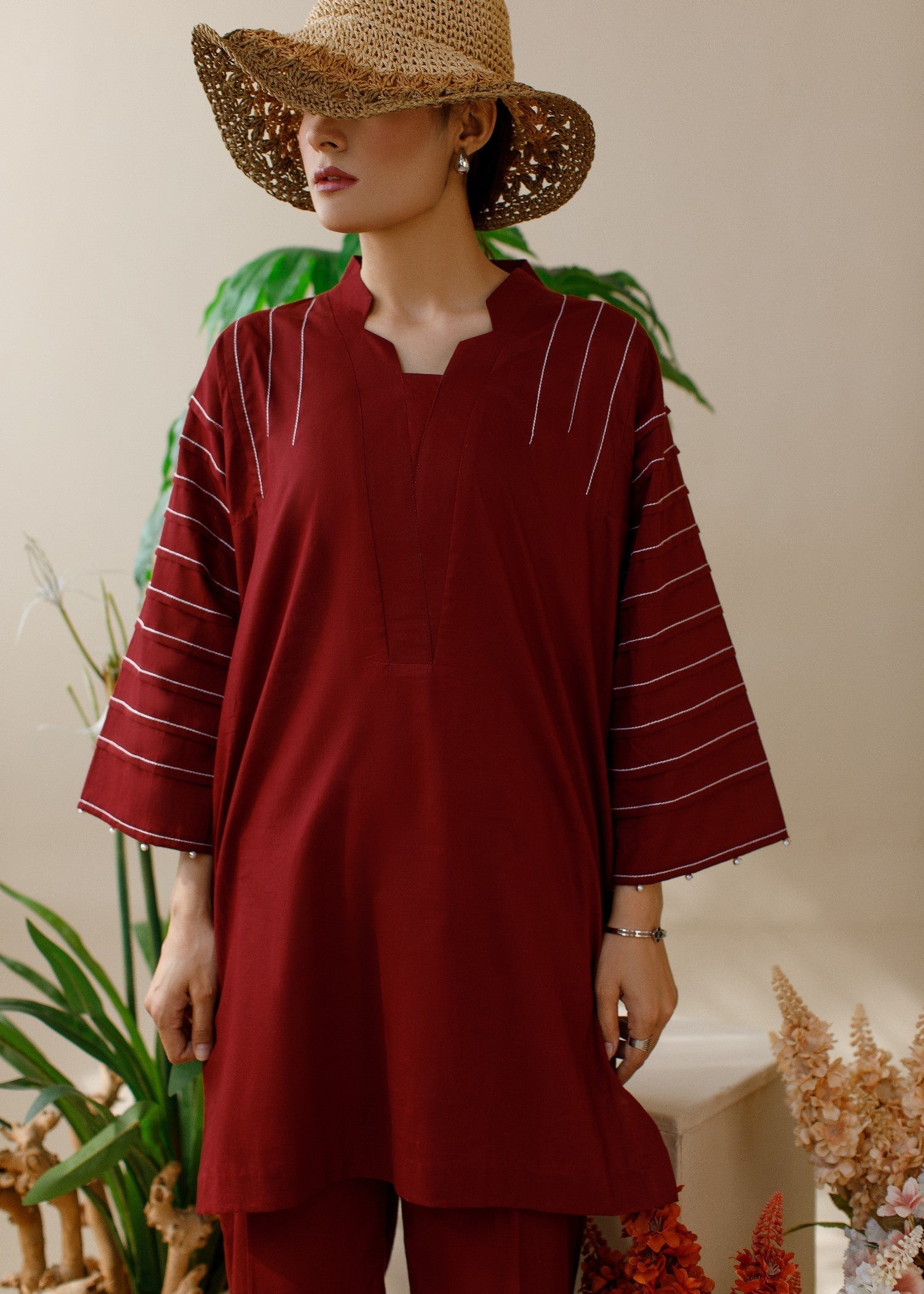 Ombrella Official Maroon Co ord set Women 2pcs