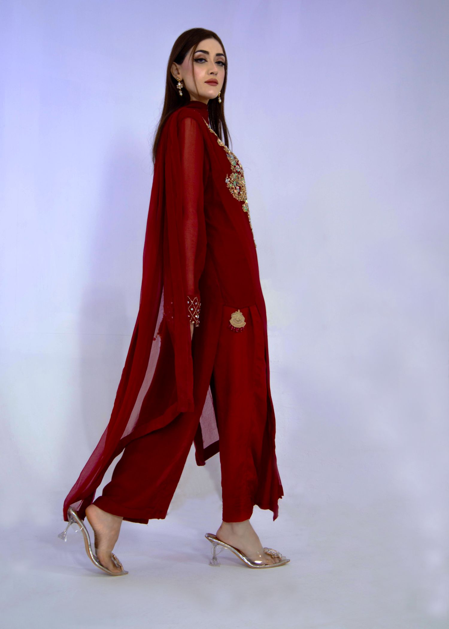 Manaal Arfeen Ruby Red Women 3pcs